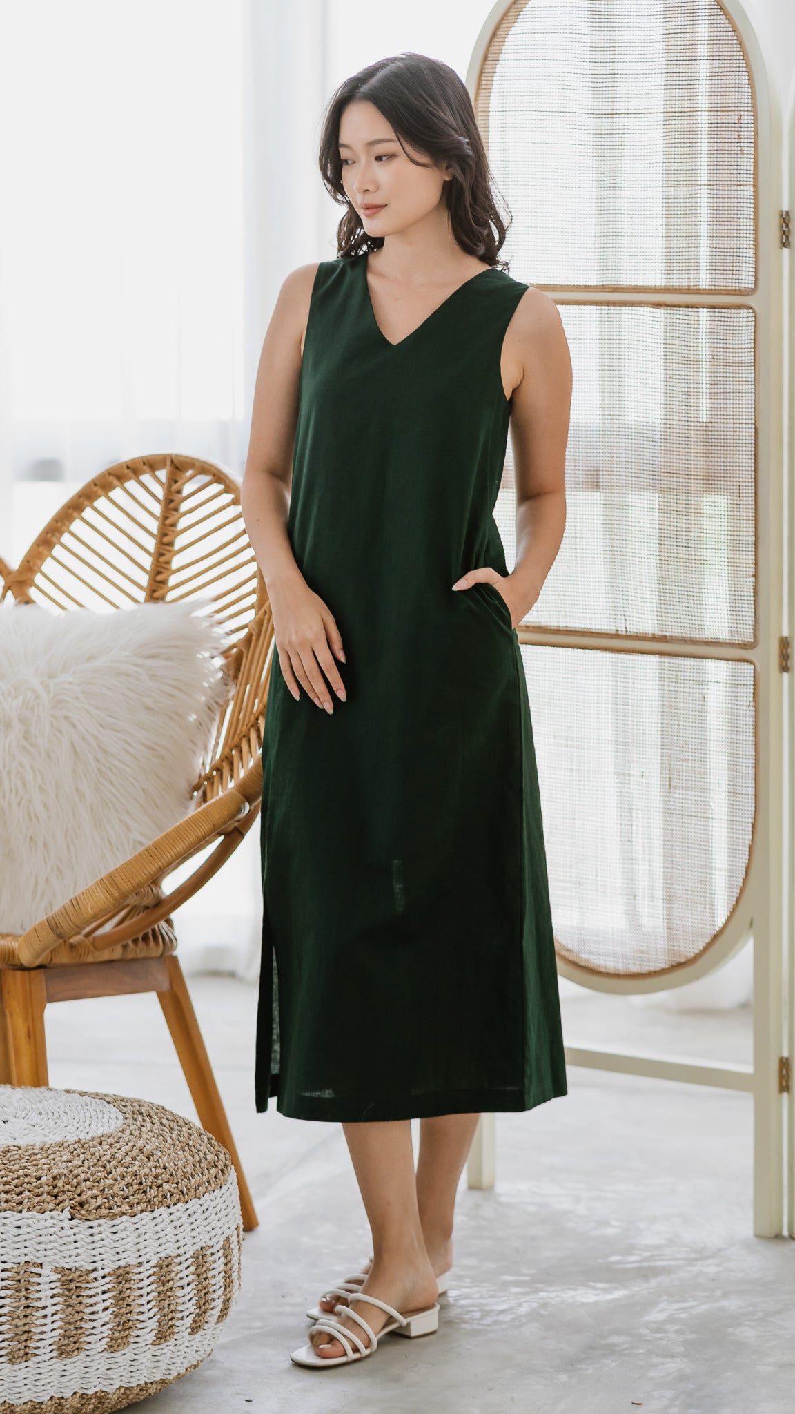 Seasons of Love Linen Dress in Forest [ONLINE ONLY] – First Stitch