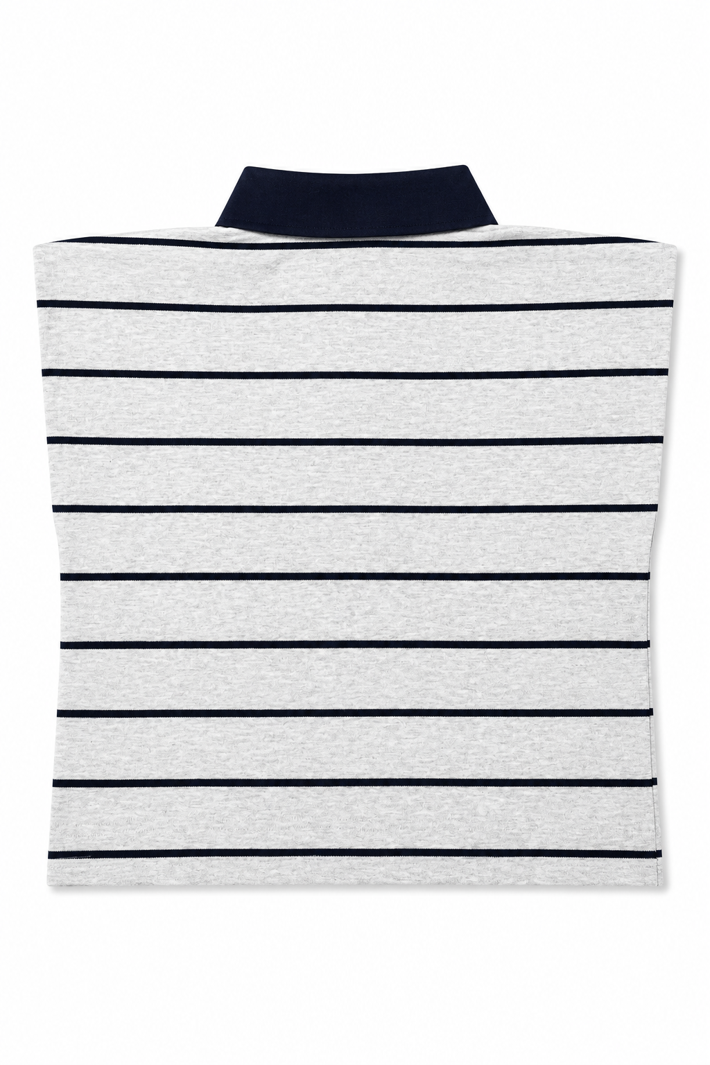 Padded Shoulder Striped Polo Tee in Grey