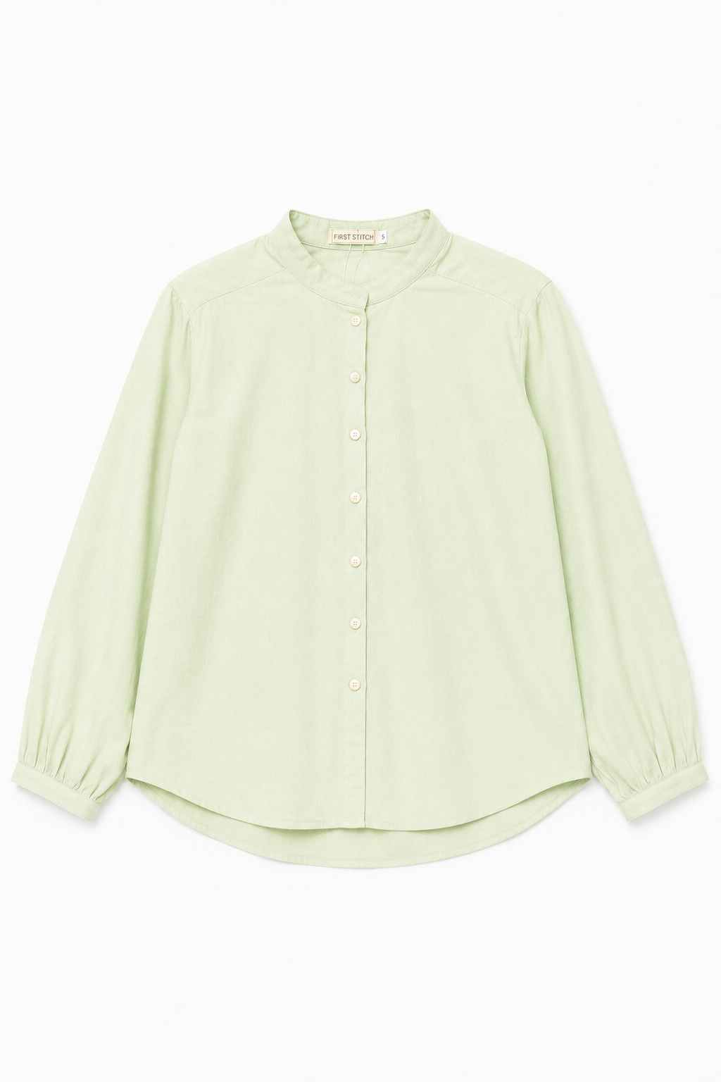 Mandarin Cotton Long Sleeve Shirt in Light Green