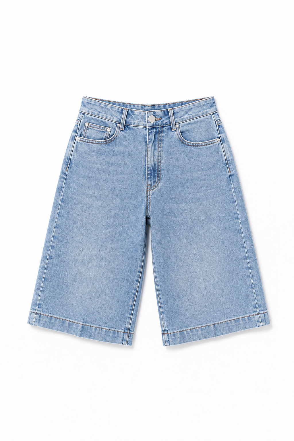Washed Denim Jorts in Light Wash