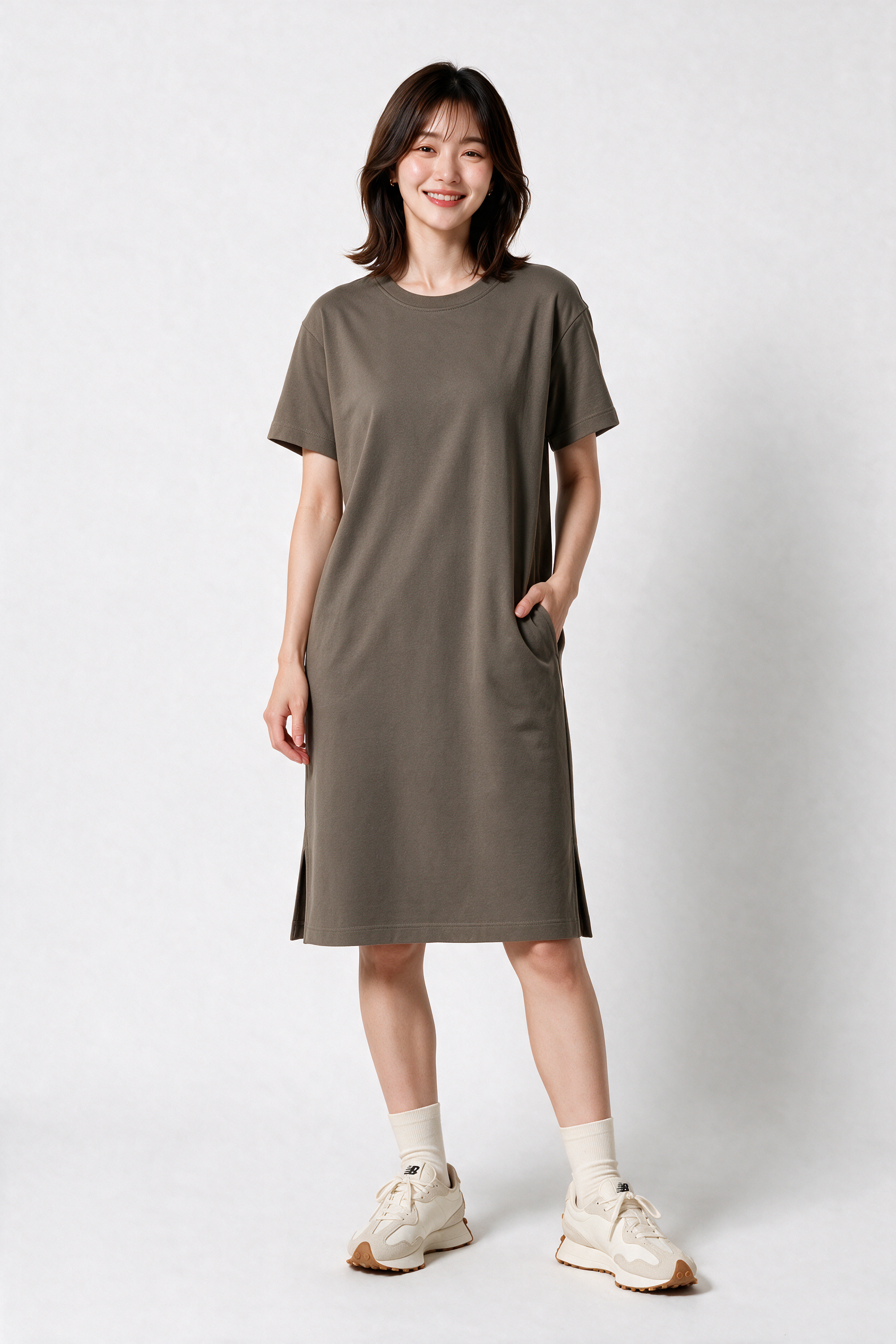 Super Comfortable T-Shirt Dress in Khaki