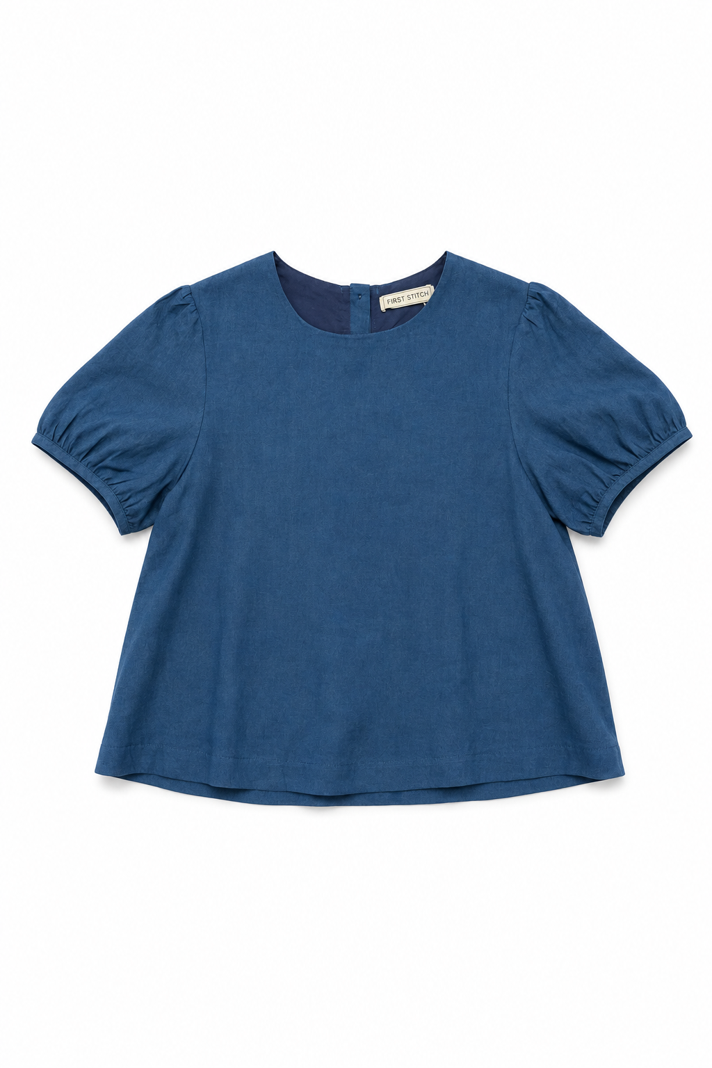 Tencel Denim Ribbon Blouse in Mid Wash