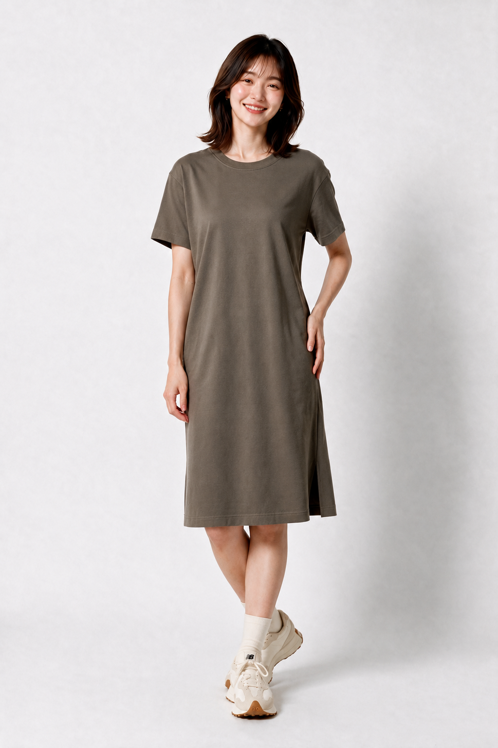 Super Comfortable T-Shirt Dress in Khaki