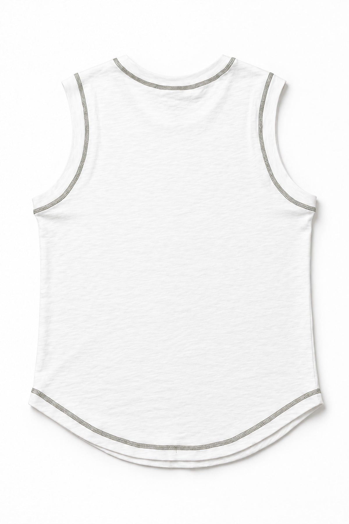 Contrast Stitch Tank Top in White+Green