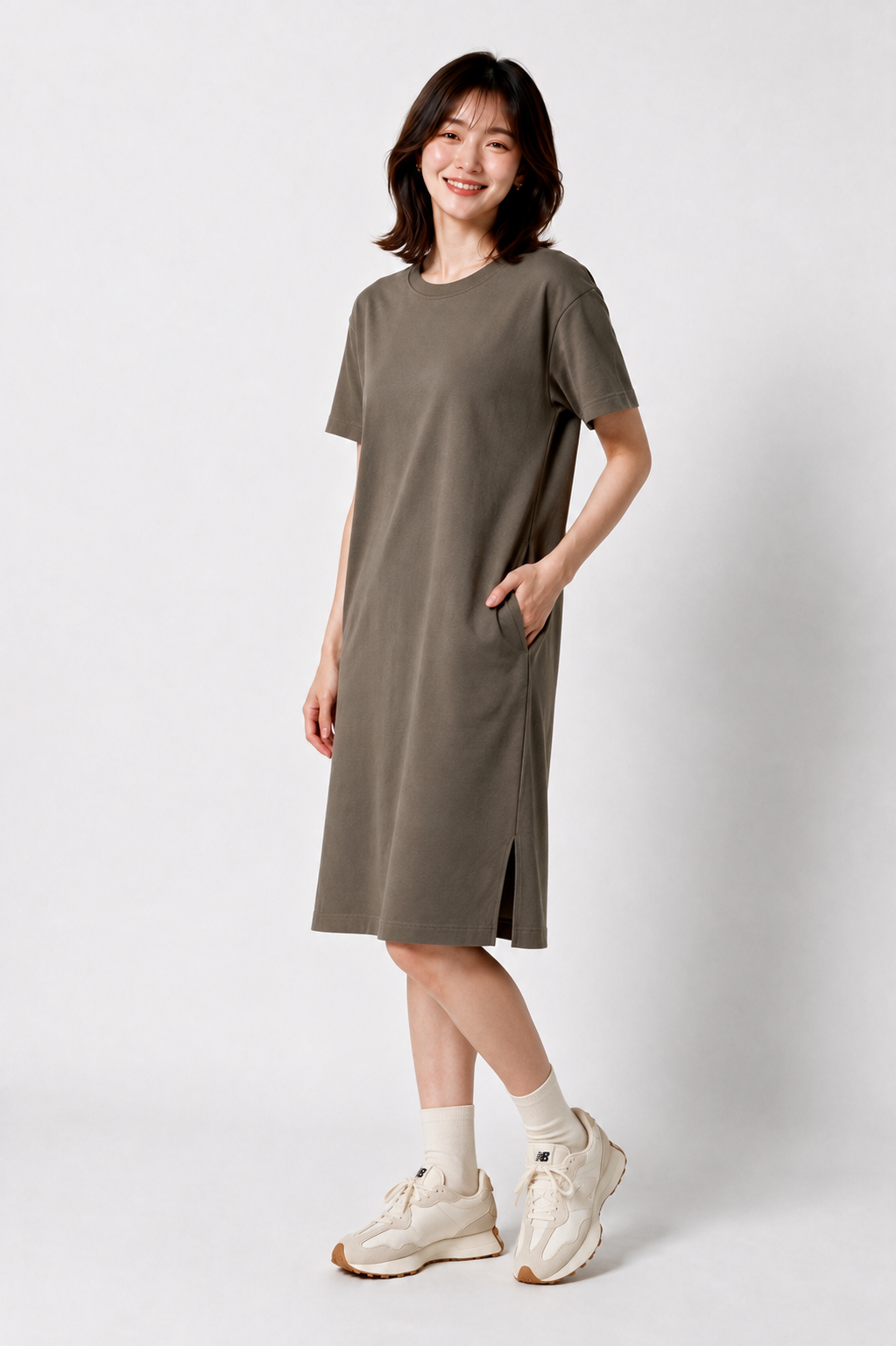 Super Comfortable T-Shirt Dress in Khaki