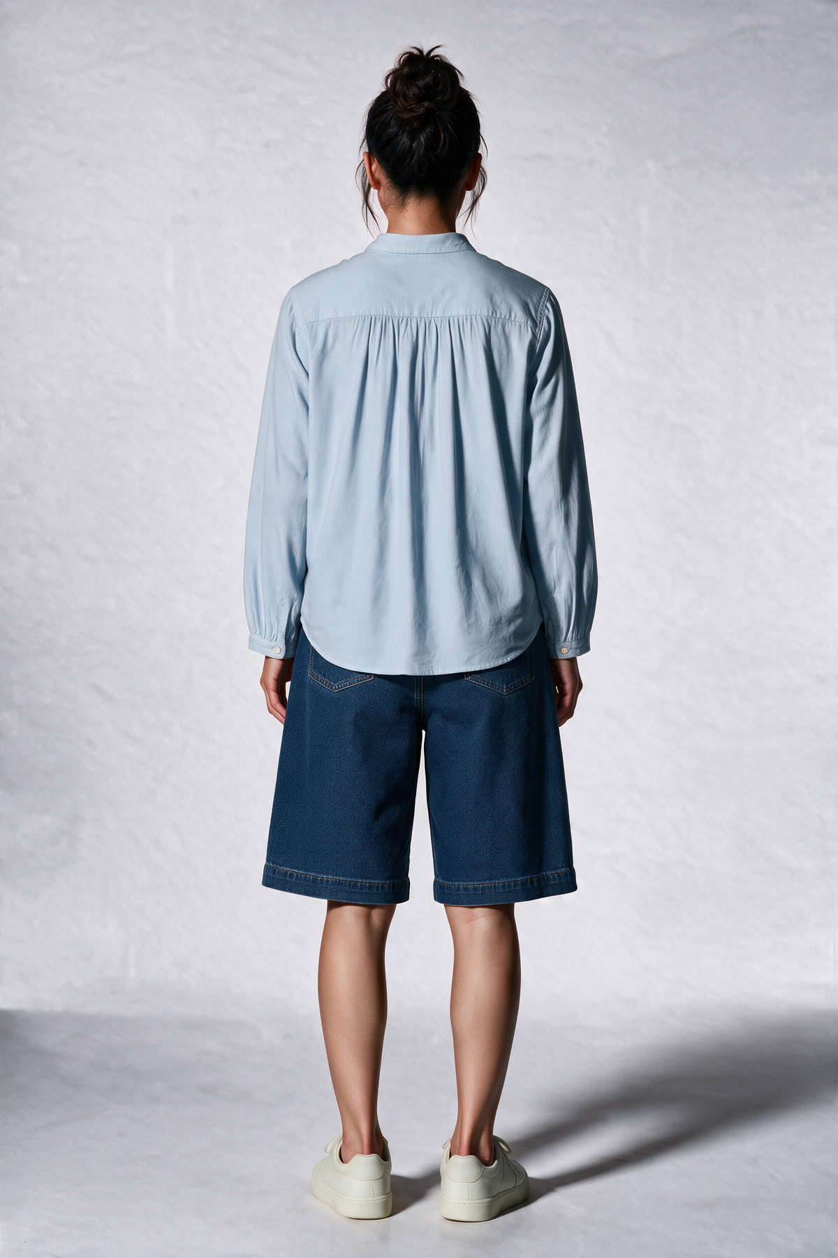 Mandarin Cotton Long Sleeve Shirt in Sky Blue