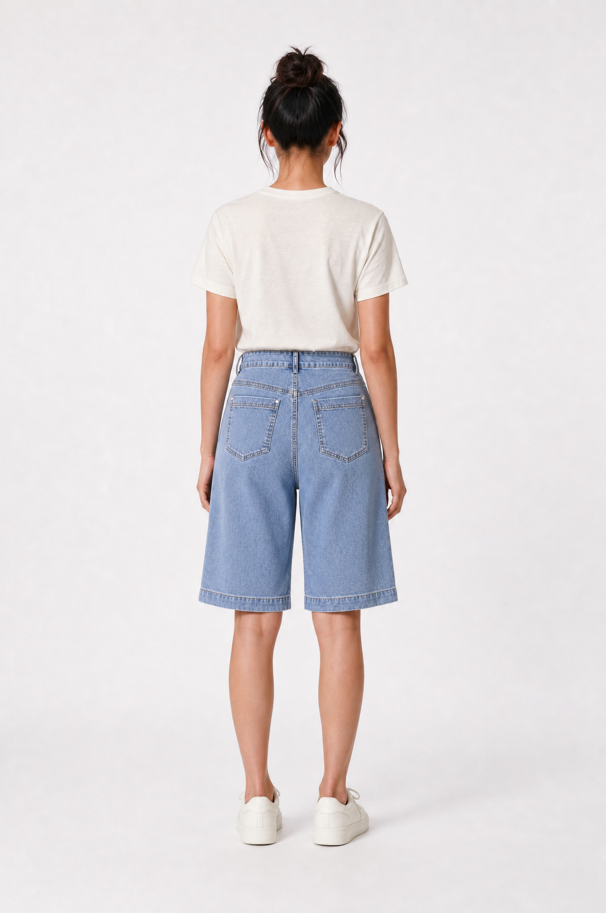 Washed Denim Jorts in Light Wash