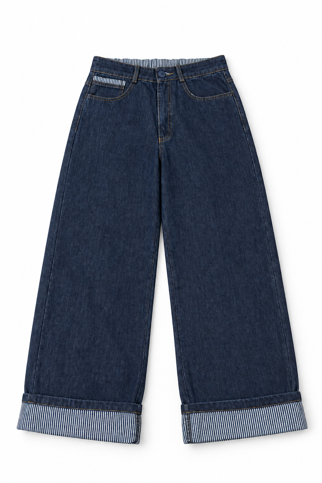 Striped Cuff Jeans in Dark Wash