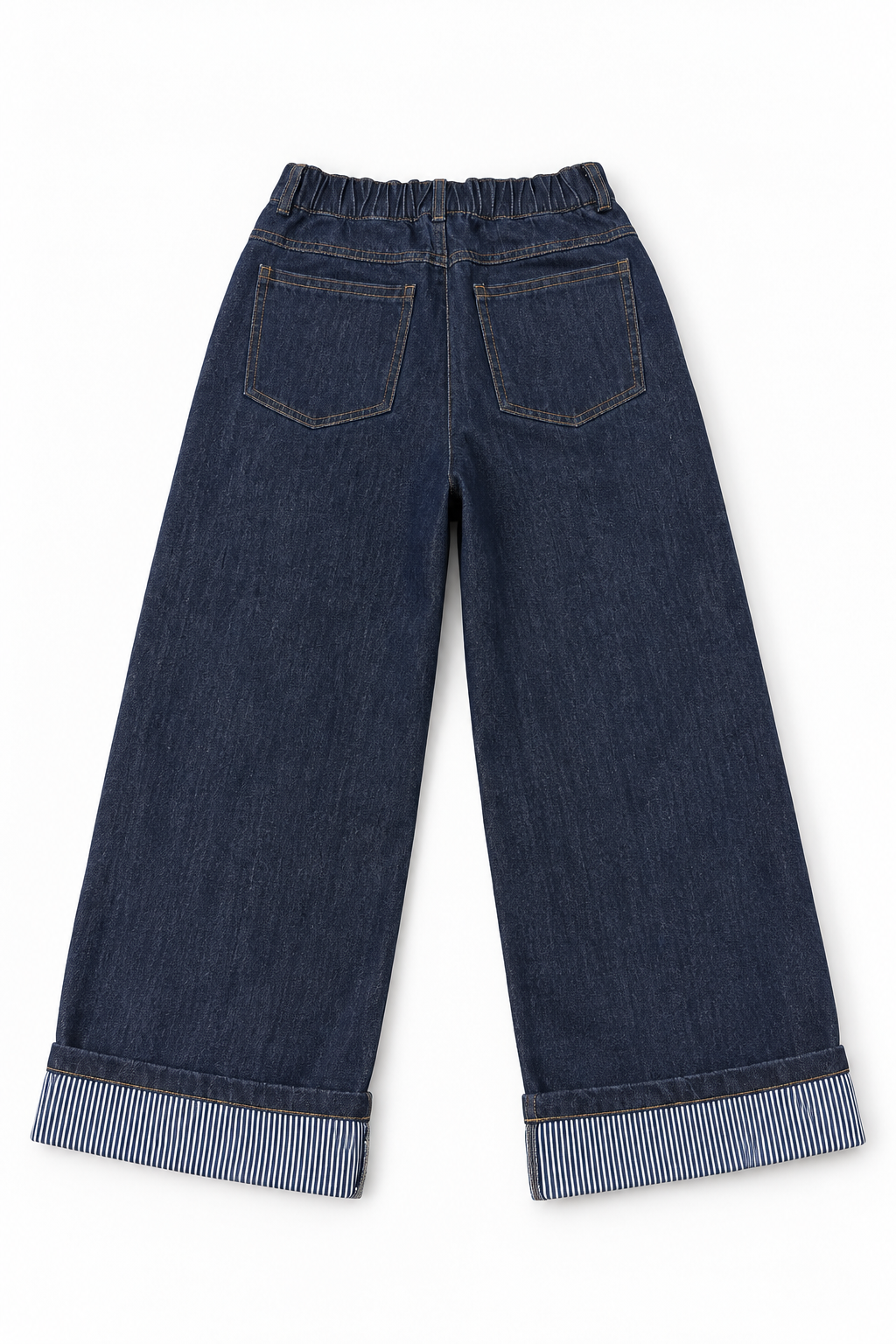 Striped Cuff Jeans in Dark Wash