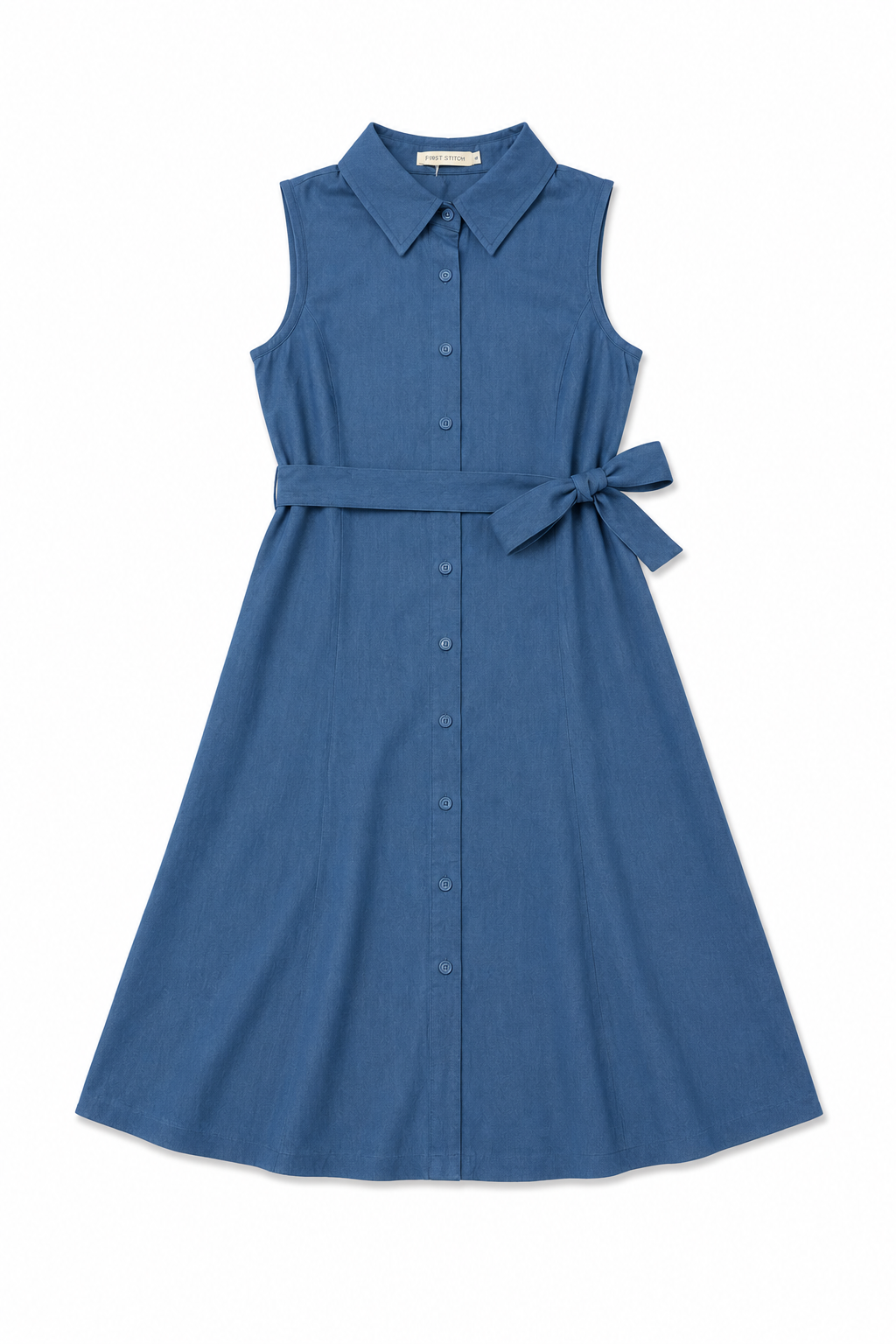 Tencel Denim Midi Dress in Mid Wash
