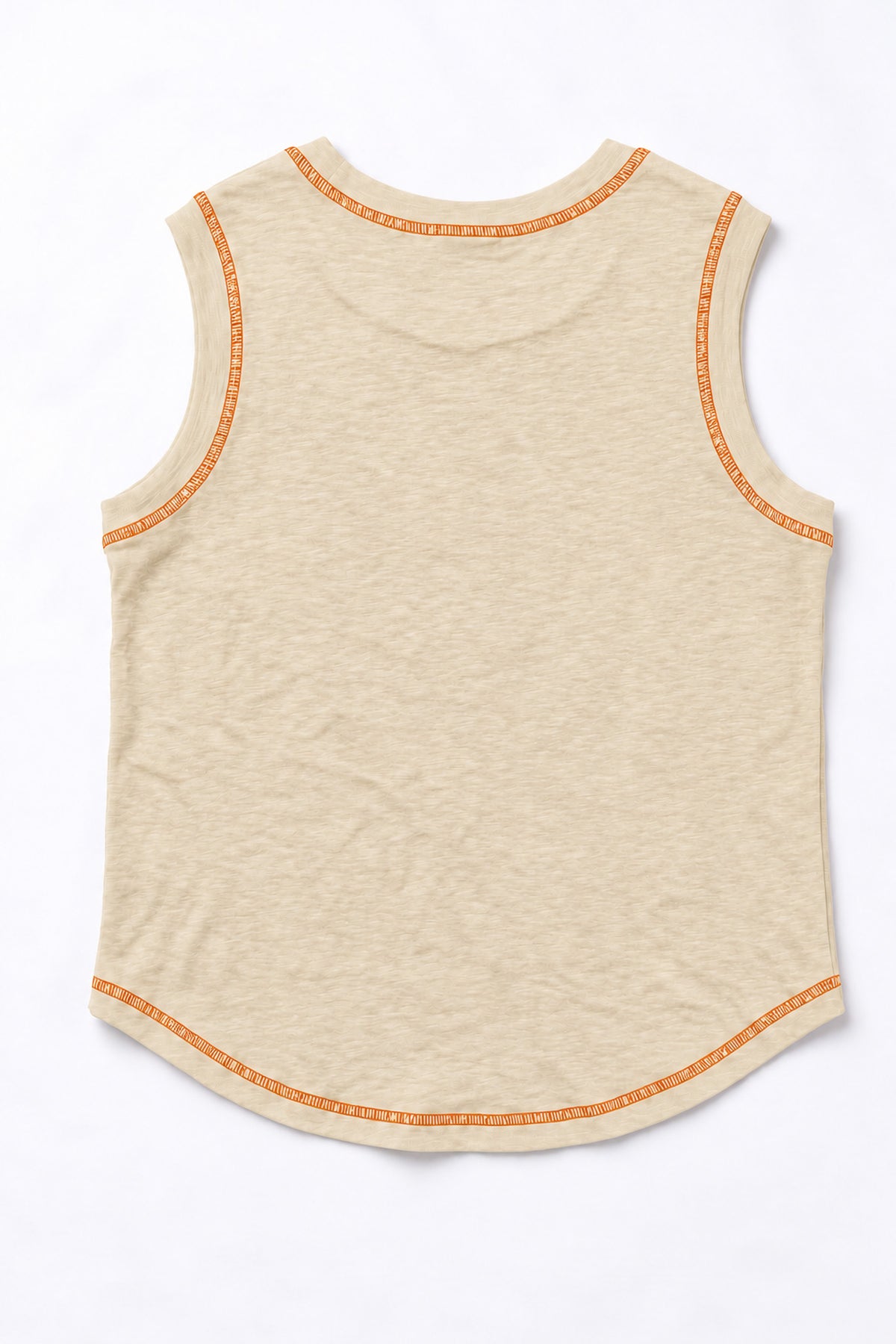 Contrast Stitch Tank Top in Beige+Orange
