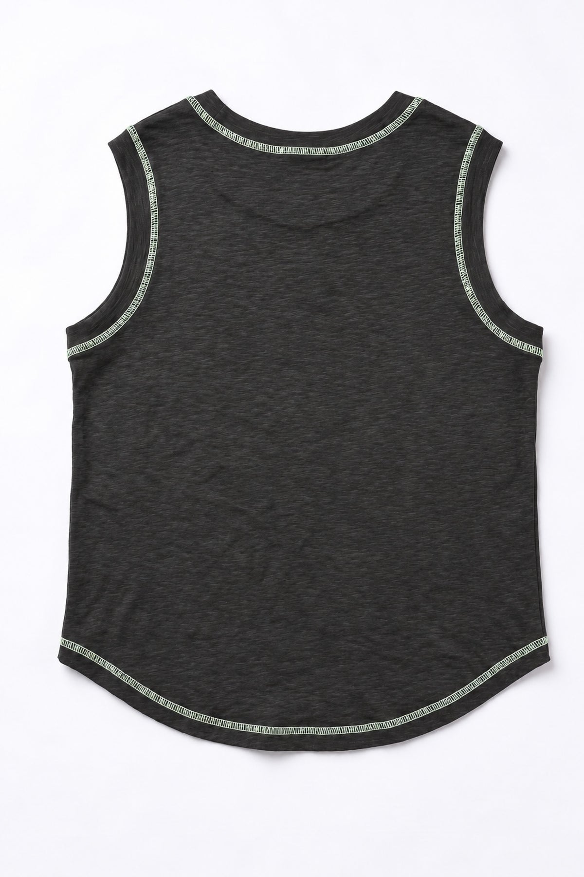 Contrast Stitch Tank Top in Grey+Green