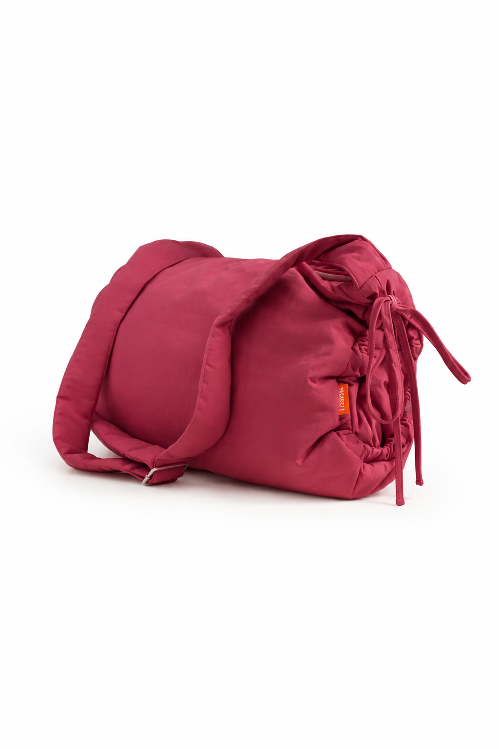 Nylon Side Tie Sling Bag in Rouge