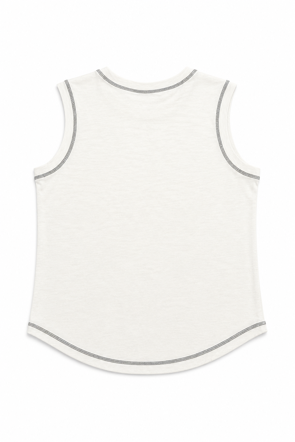 Contrast Stitch Tank Top in Cream+Green