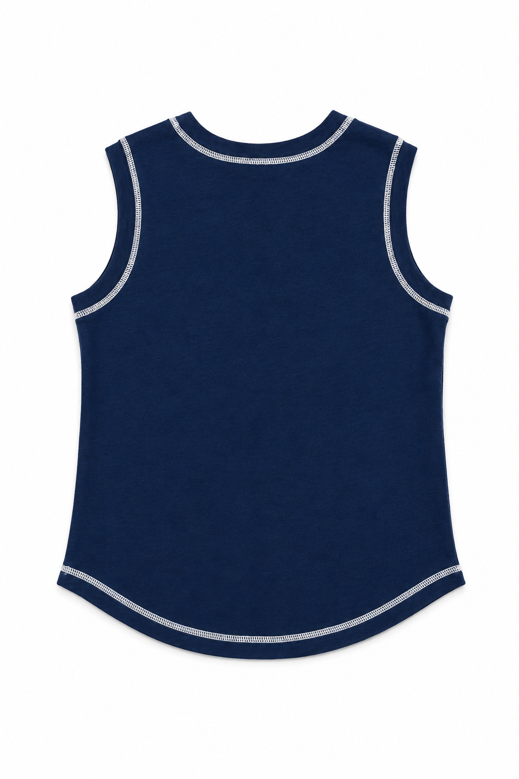 Contrast Stitch Tank Top in Navy+Cream