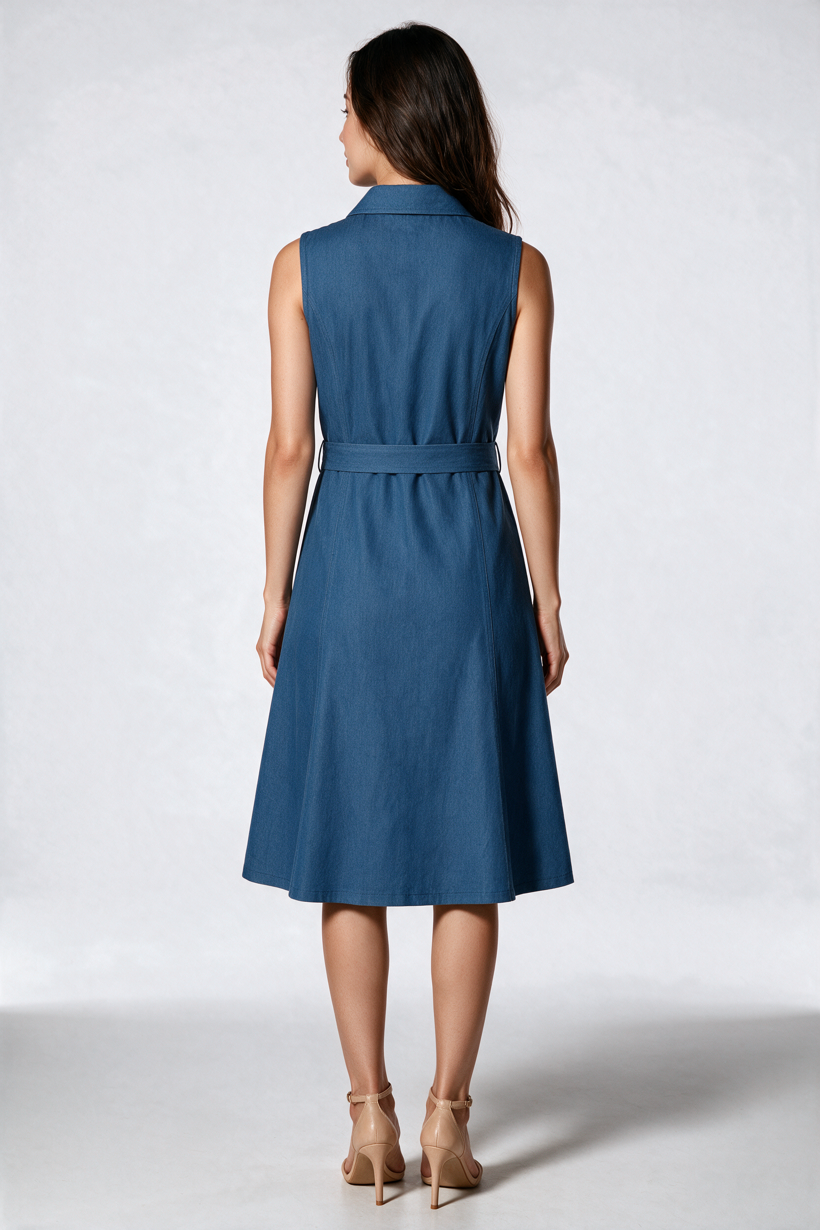 Tencel Denim Midi Dress in Mid Wash
