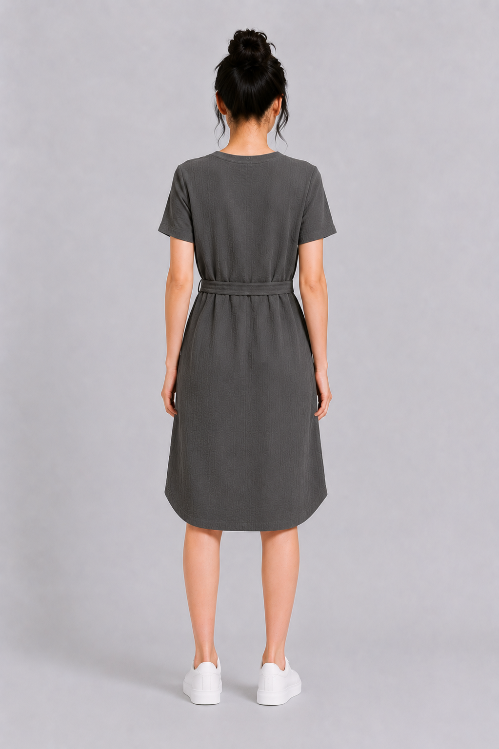 Mandarin Collar Muslin Dress in Army Green
