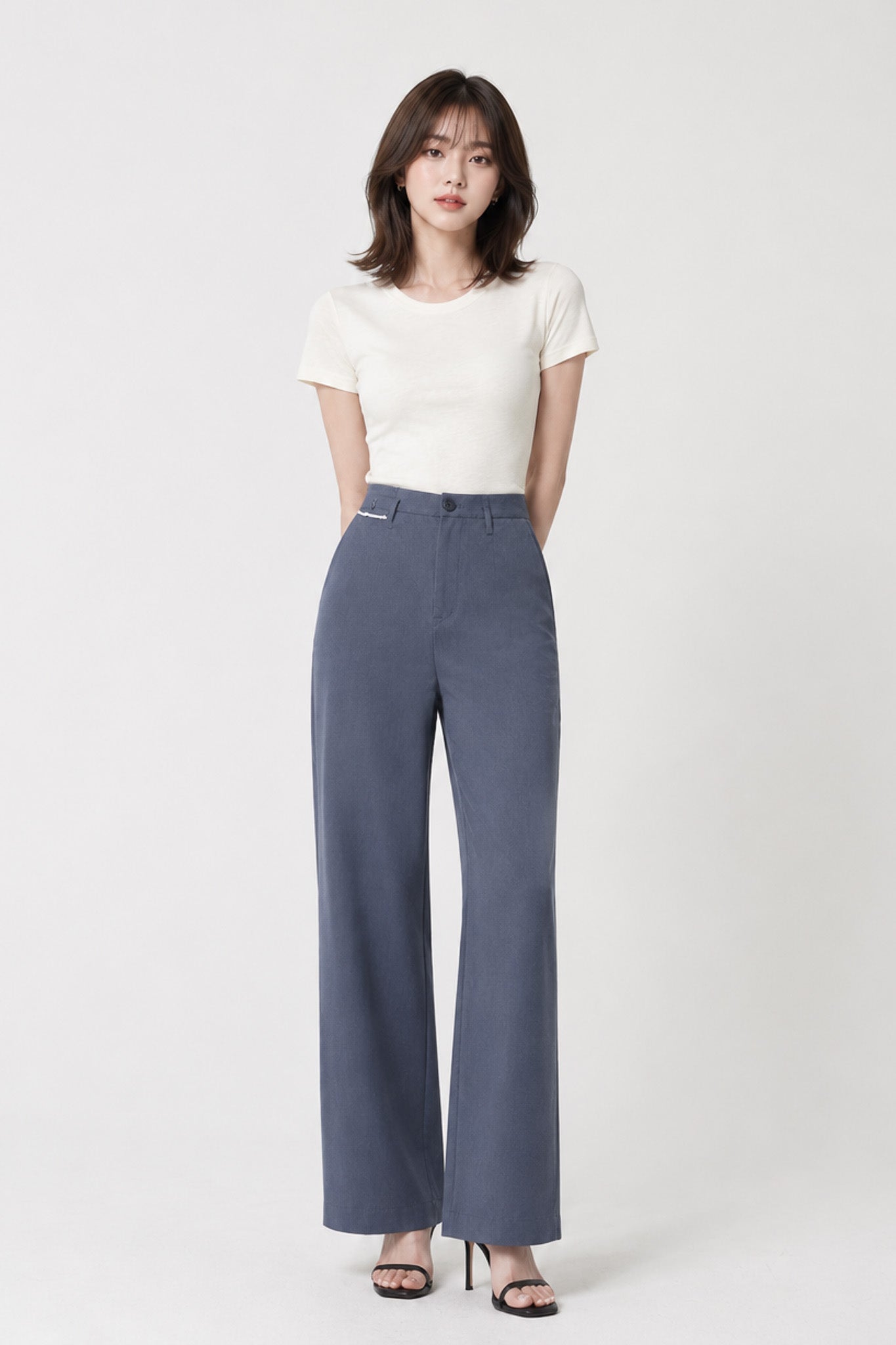 FS Workwear Palazzo Pants in Denim Blue