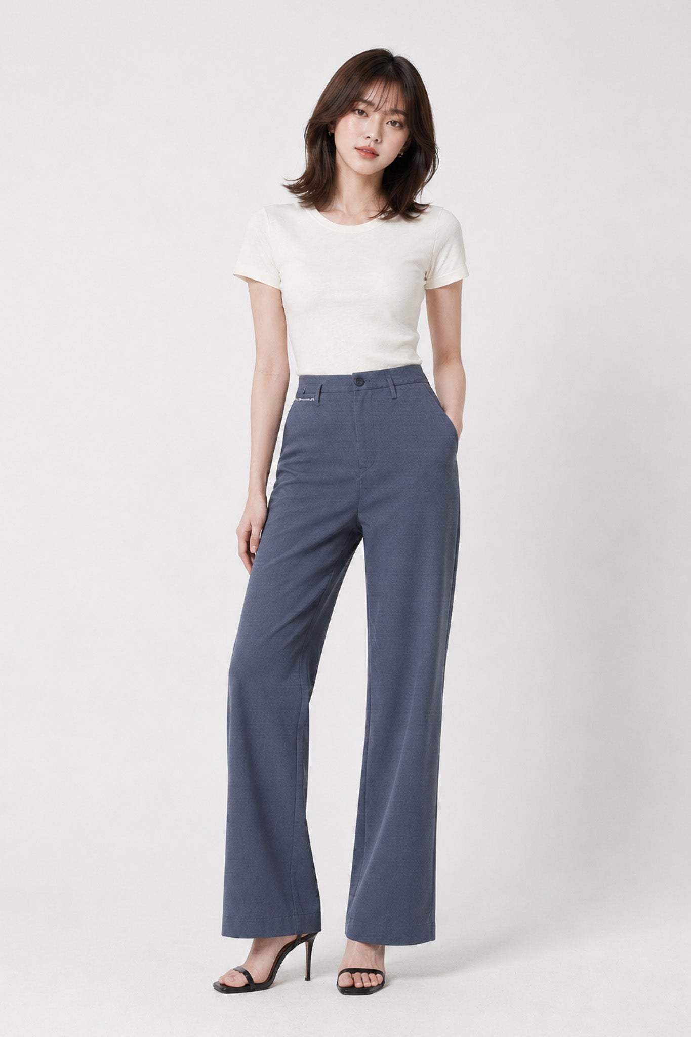 FS Workwear Palazzo Pants in Denim Blue