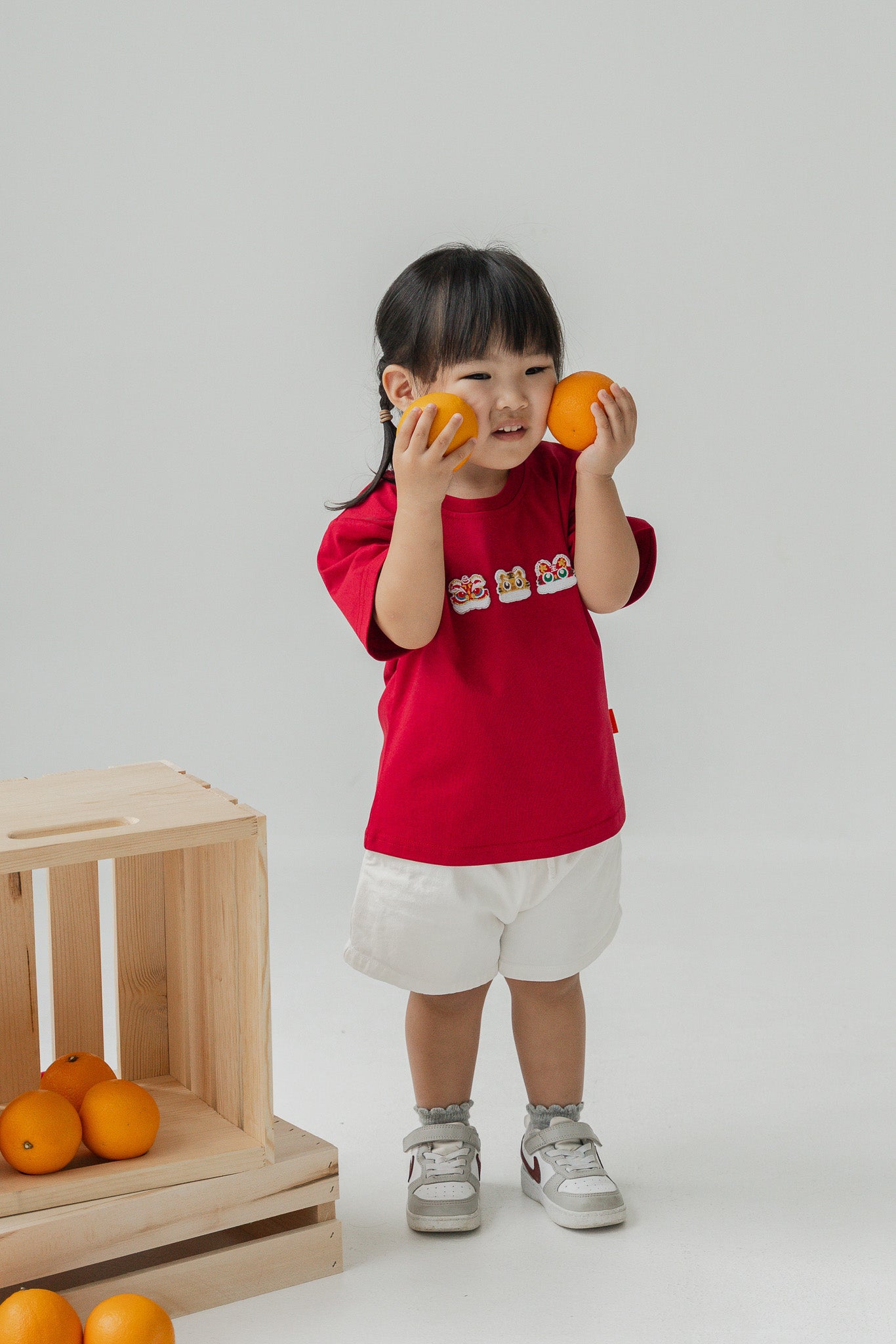 Lucky Lion Kid's Tee in Red