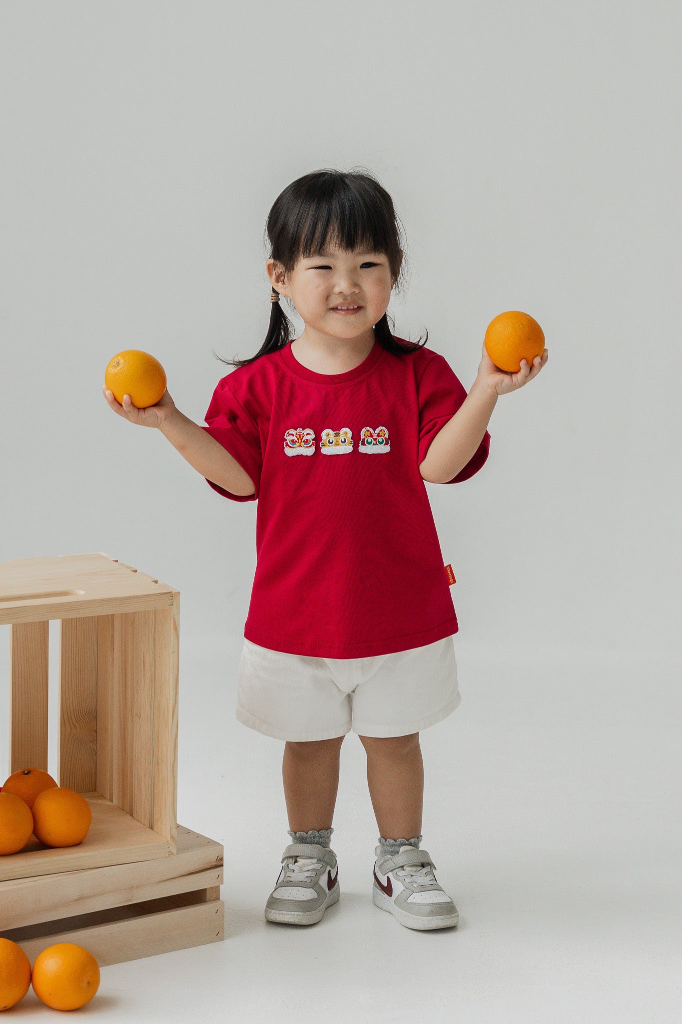 Lucky Lion Kid's Tee in Red