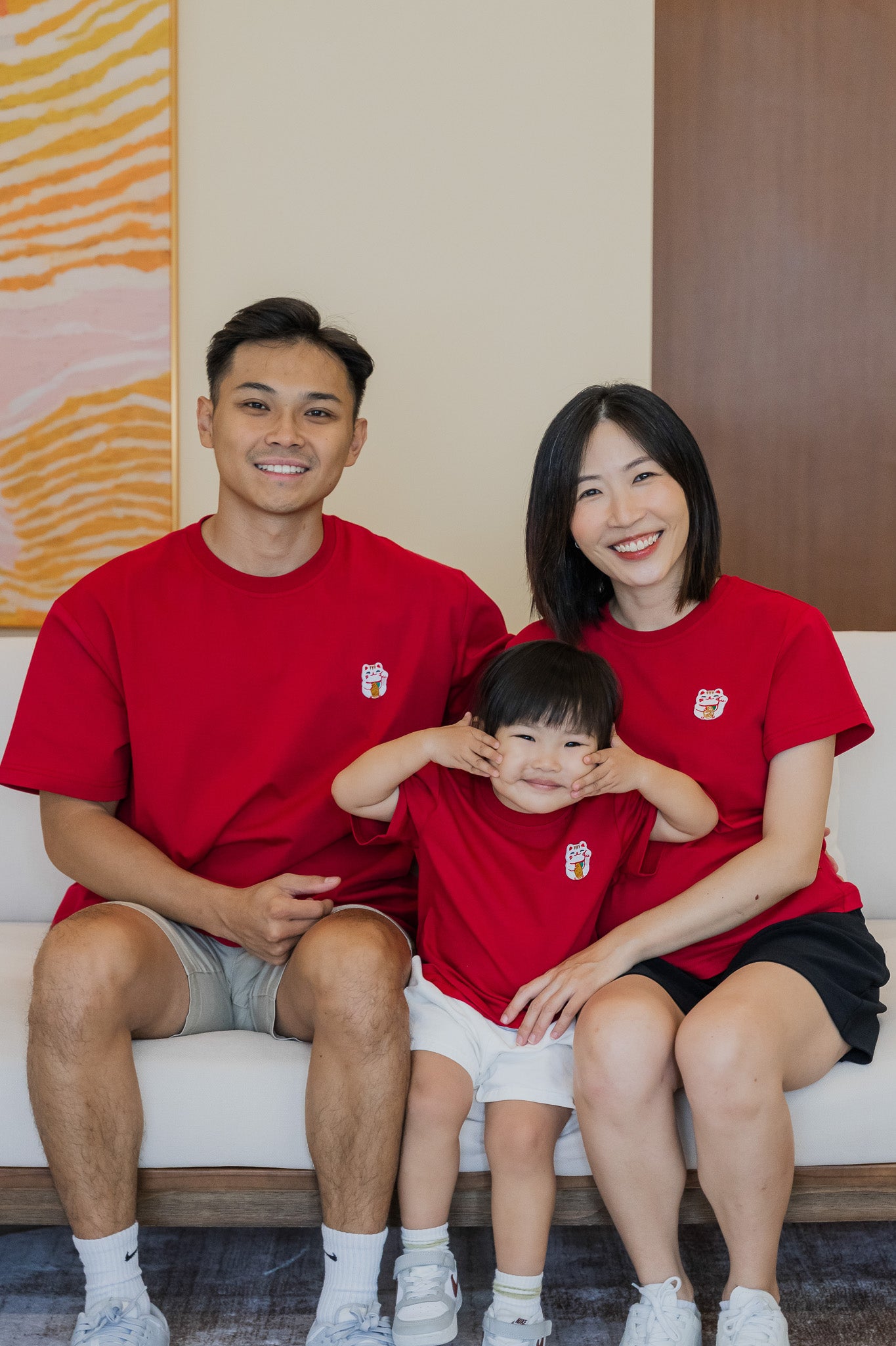 Fortune Cat Kid's Tee in Red