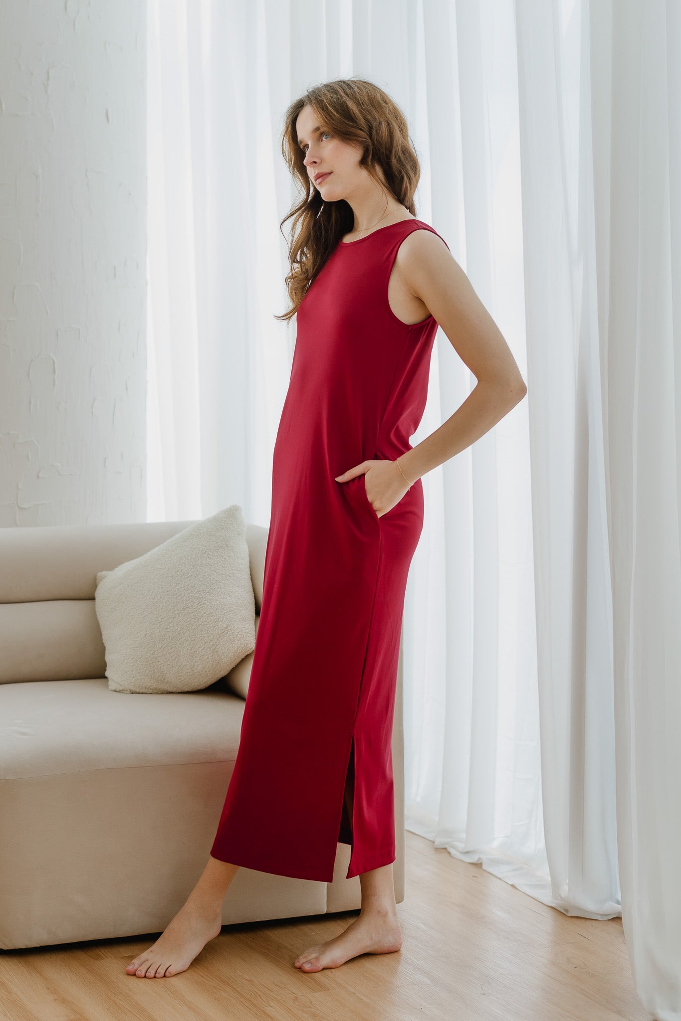 Zola Knot Detail Maxi Dress in Wine