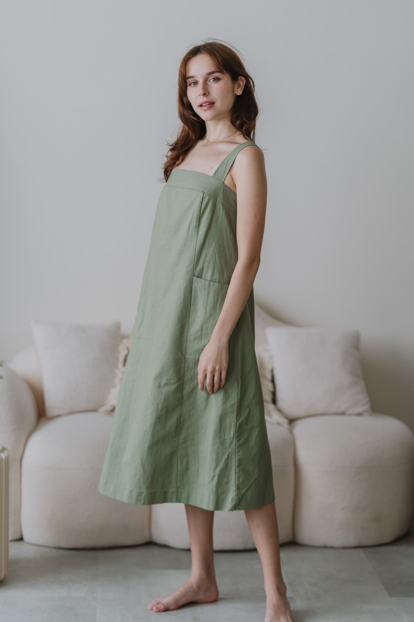 Piece of Cake Linen Tent Dress in Green