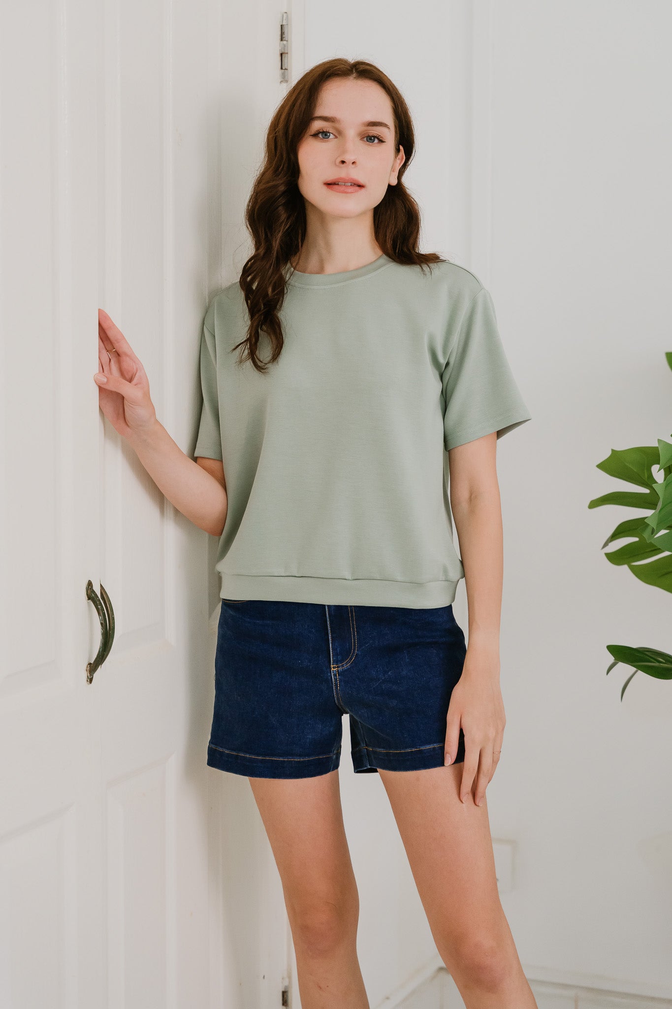 Core Essentials Boxy Tee in Sage