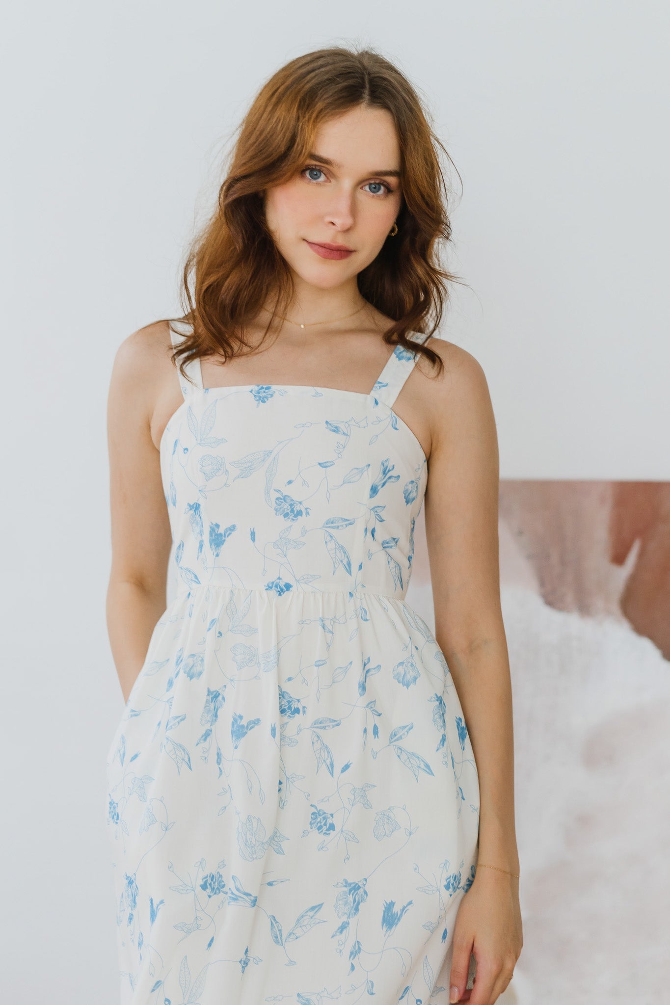 Fleurie Printed Tiered Dress in Light Blue