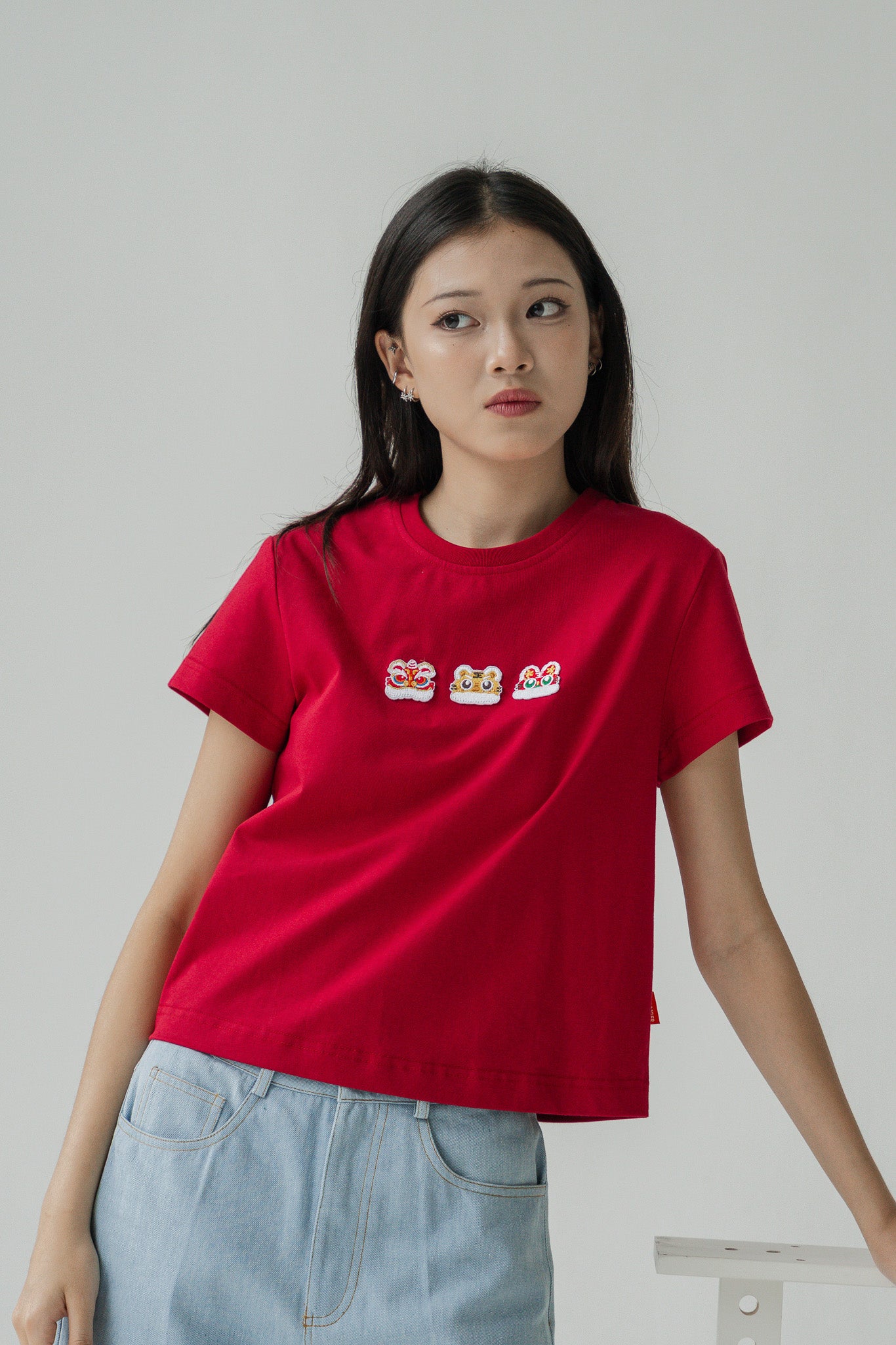 Lucky Lion Women's Tee in Red