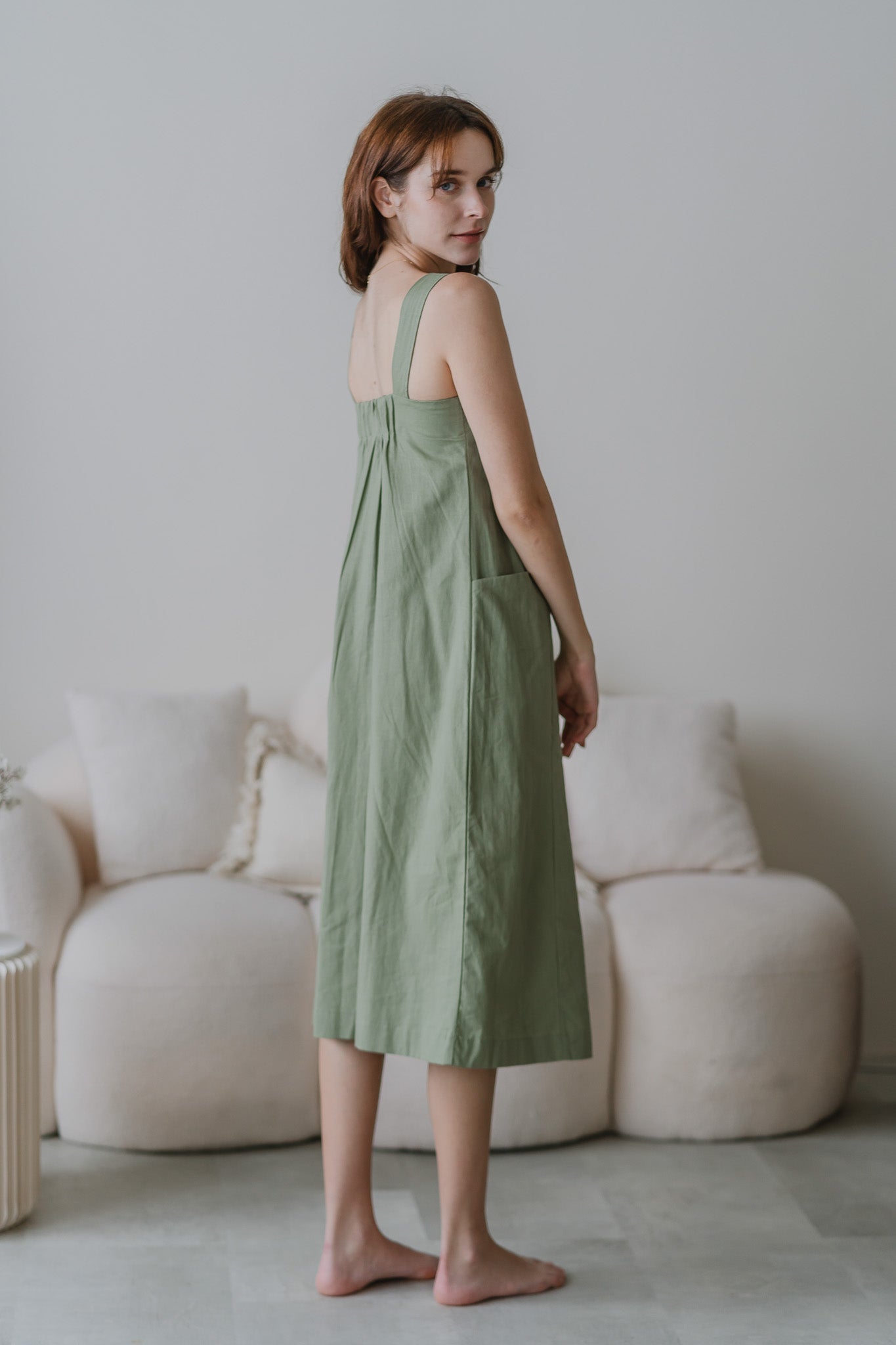 Piece of Cake Linen Tent Dress in Green