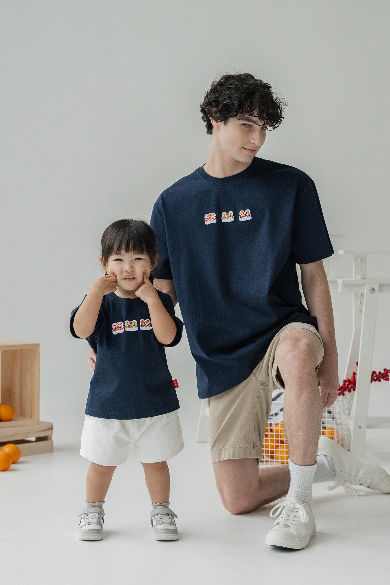 Lucky Lion Kid's Tee in Navy