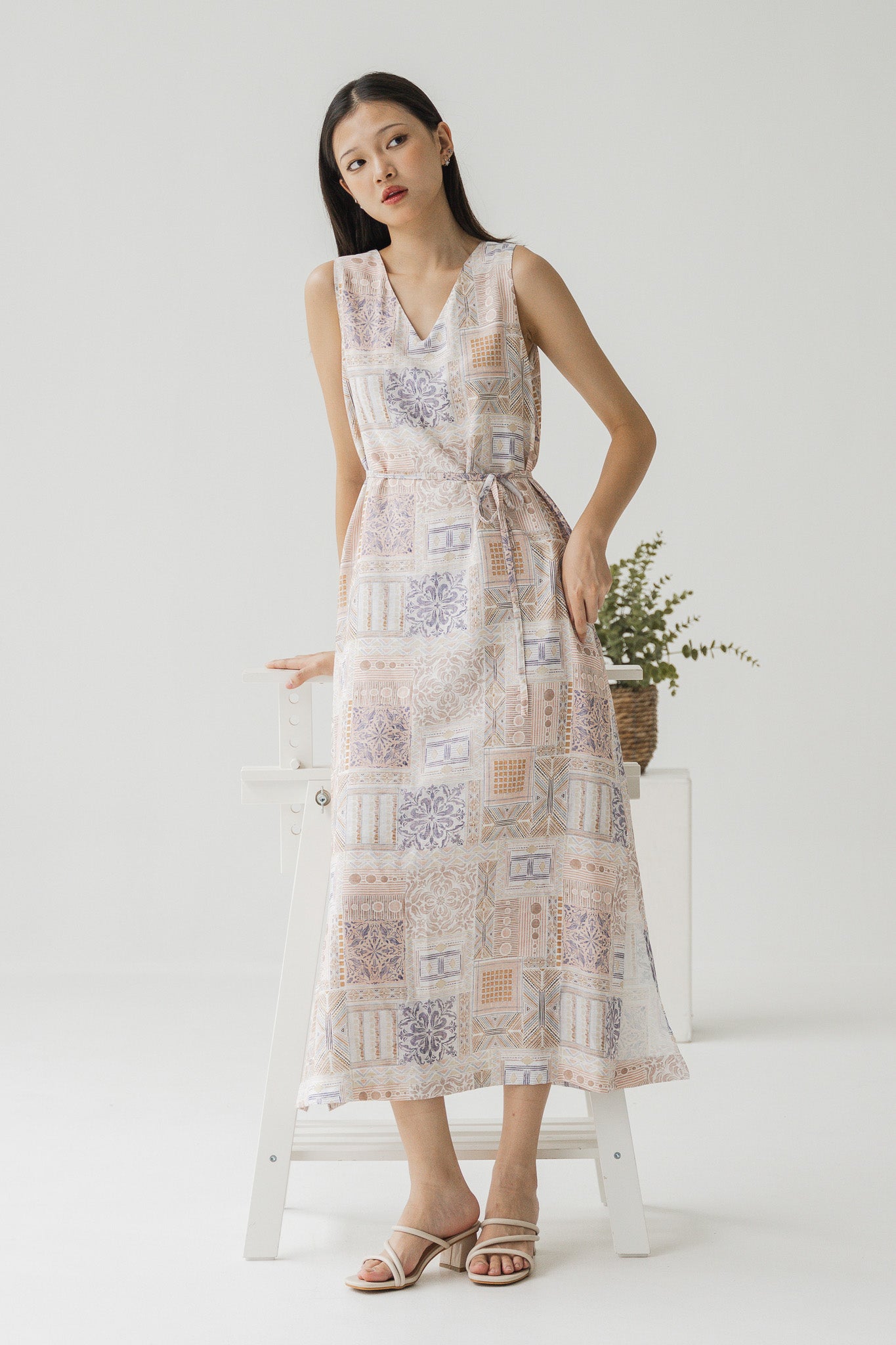 Ayra Printed Two-way Midaxi Dress in Pink
