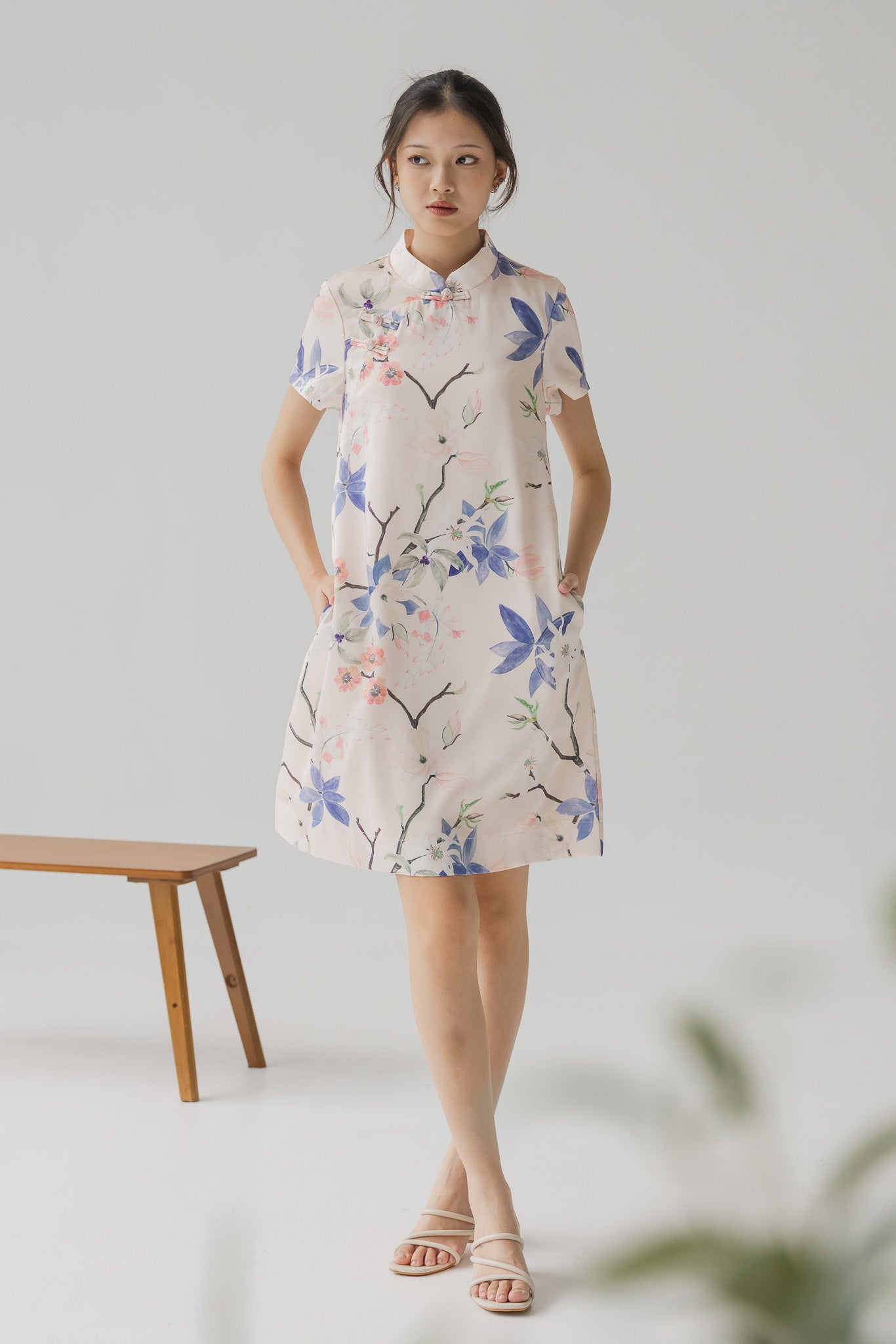 Yumi Floral Print Cheongsam Dress