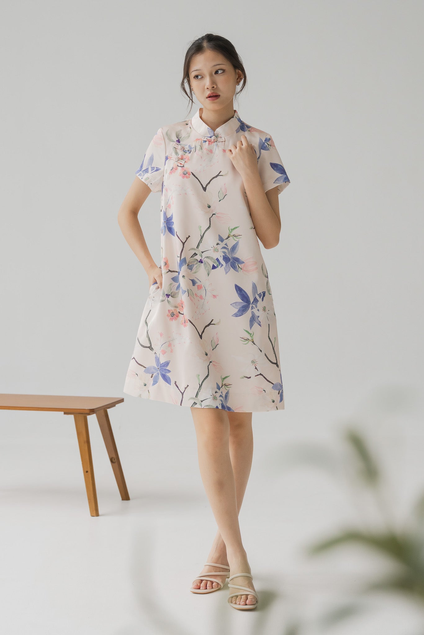 Yumi Floral Print Cheongsam Dress