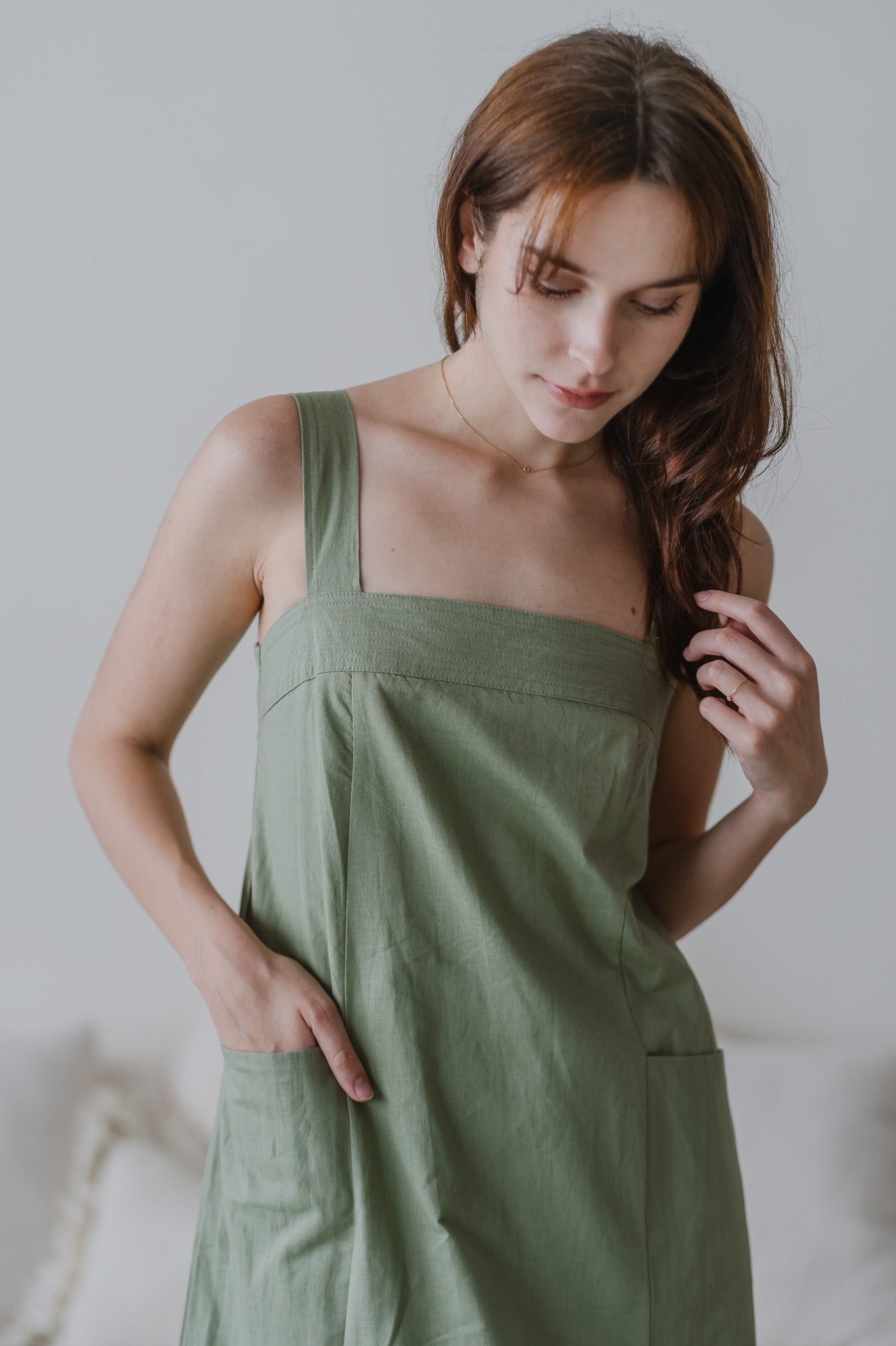 Piece of Cake Linen Tent Dress in Green First Stitch Piece of Cake Linen Tent Dress in Green First Stitch