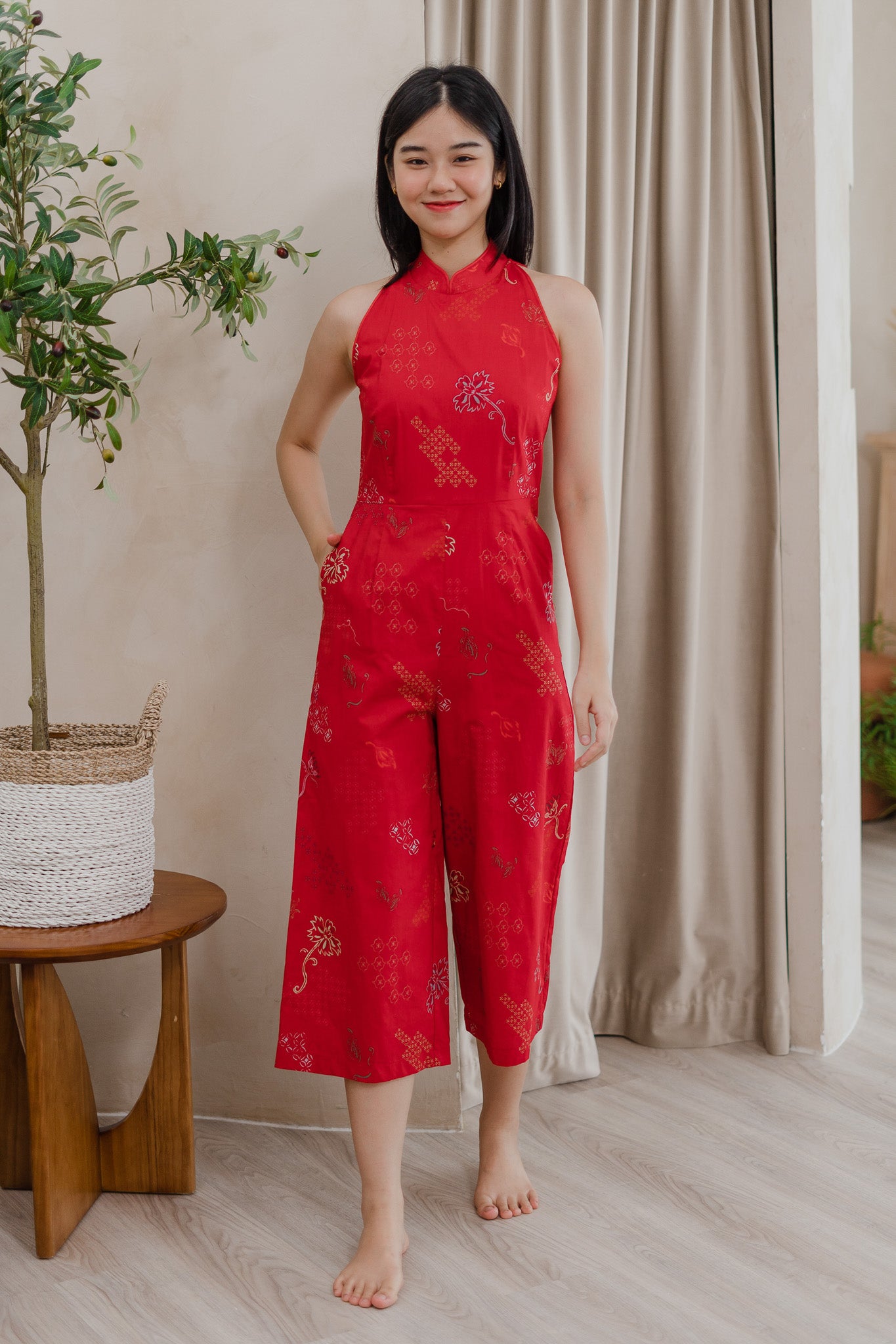 In Perfect Harmony Mandarin Collar Jumpsuit in Yin
