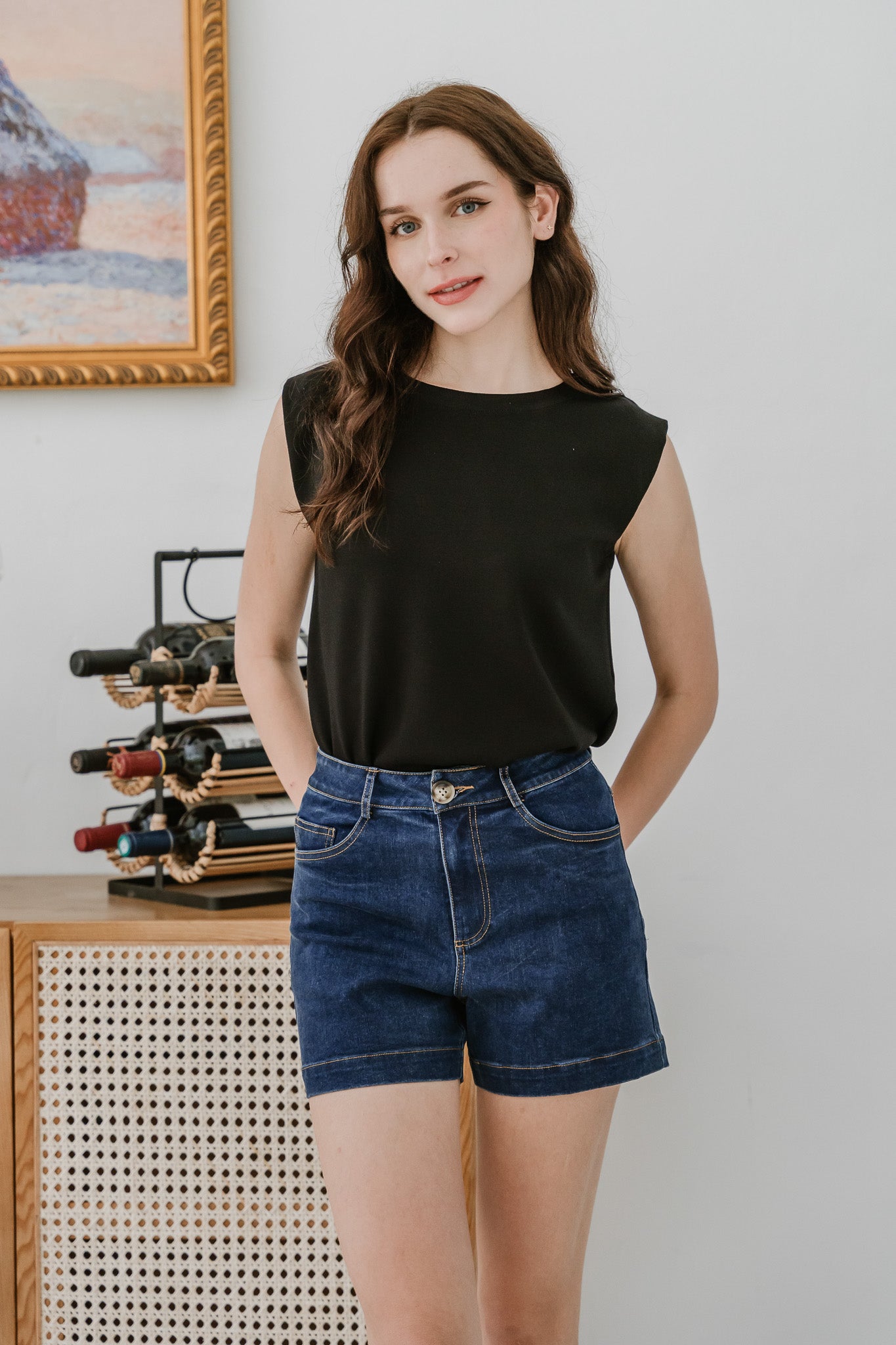 Core Essentials Denim Shorts in Dark Wash