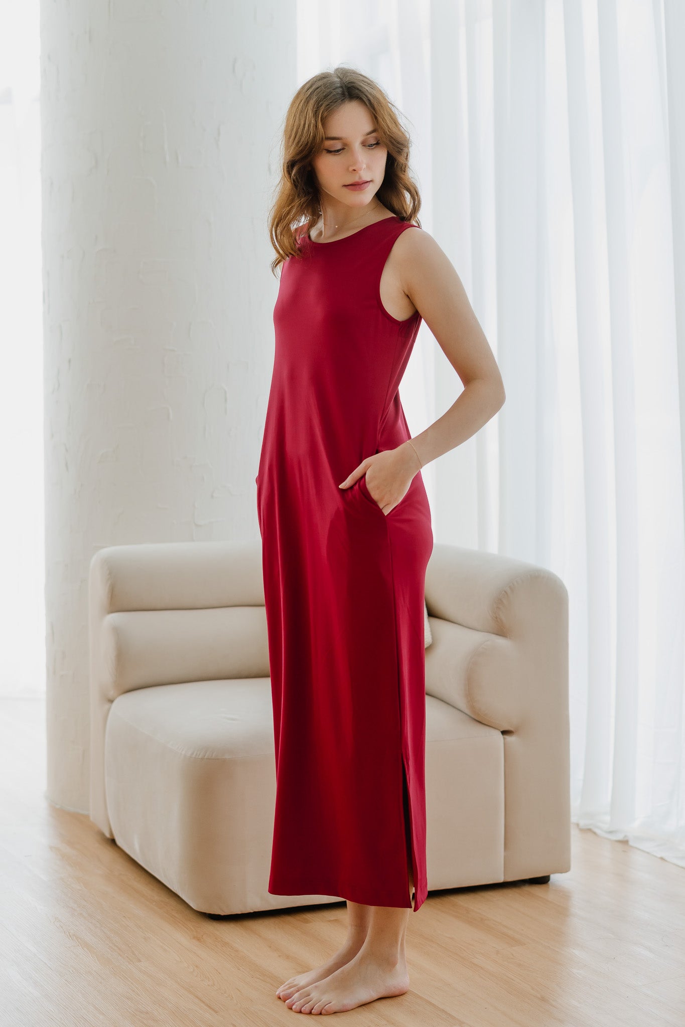 Zola Knot Detail Maxi Dress in Wine