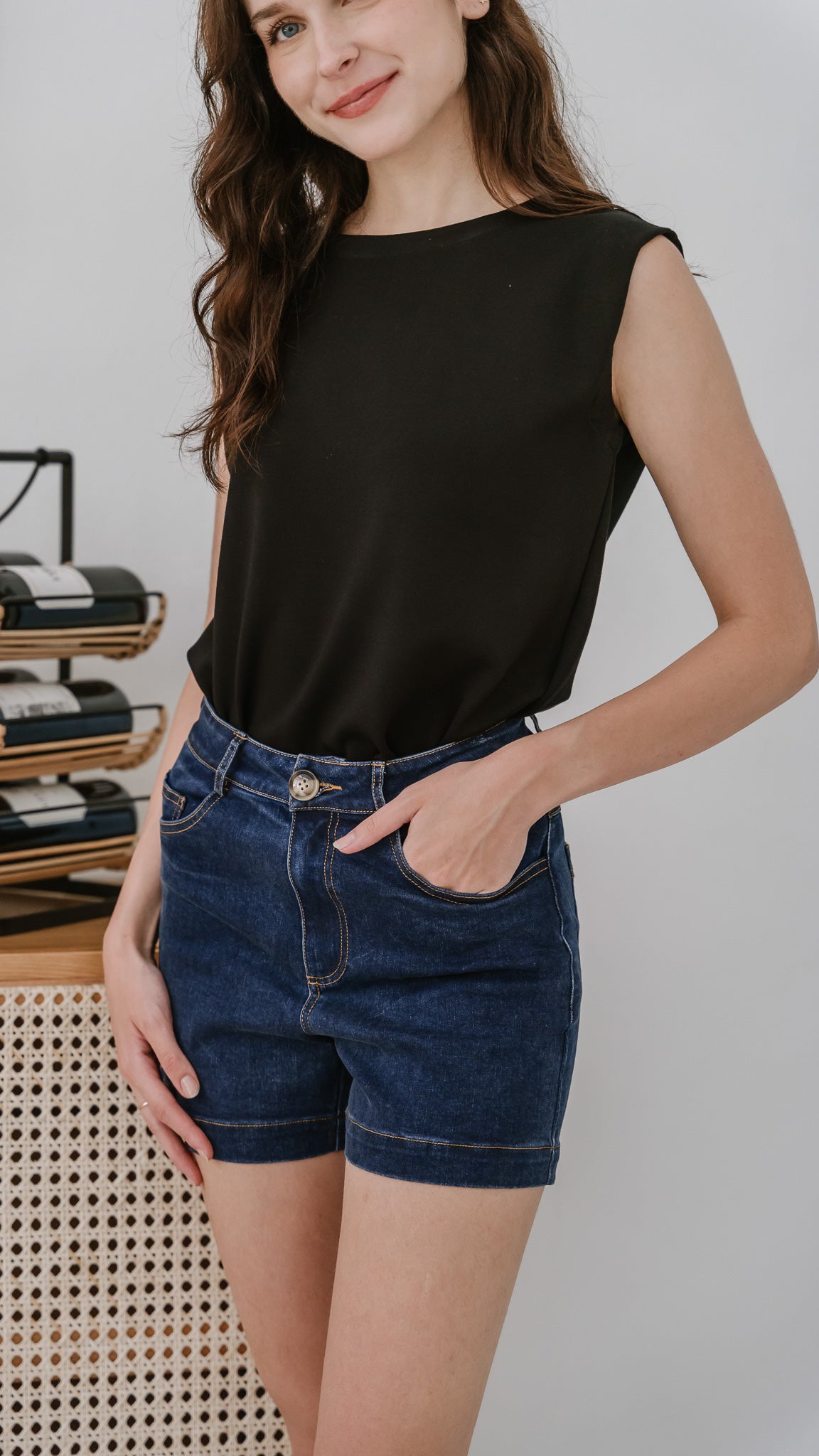 Core Essentials Denim Shorts in Dark Wash