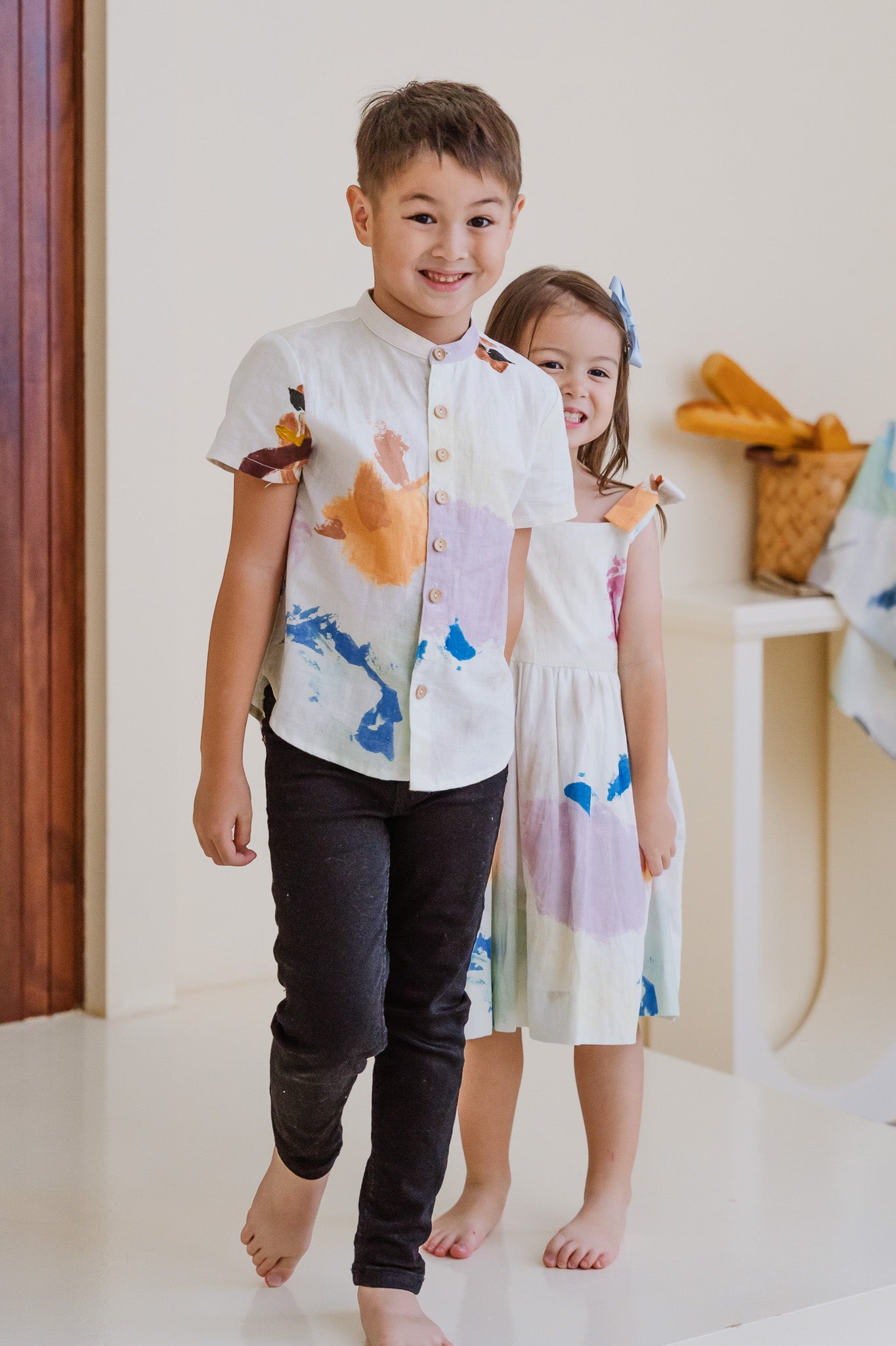 Life On A Canvas II Kid's Linen Shirt in Radiance