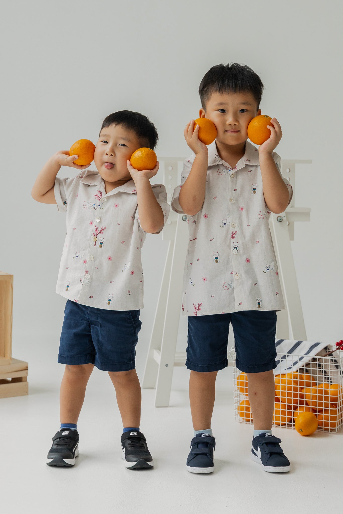 Fortune In Bloom Kid's Linen Shirt in Kinako