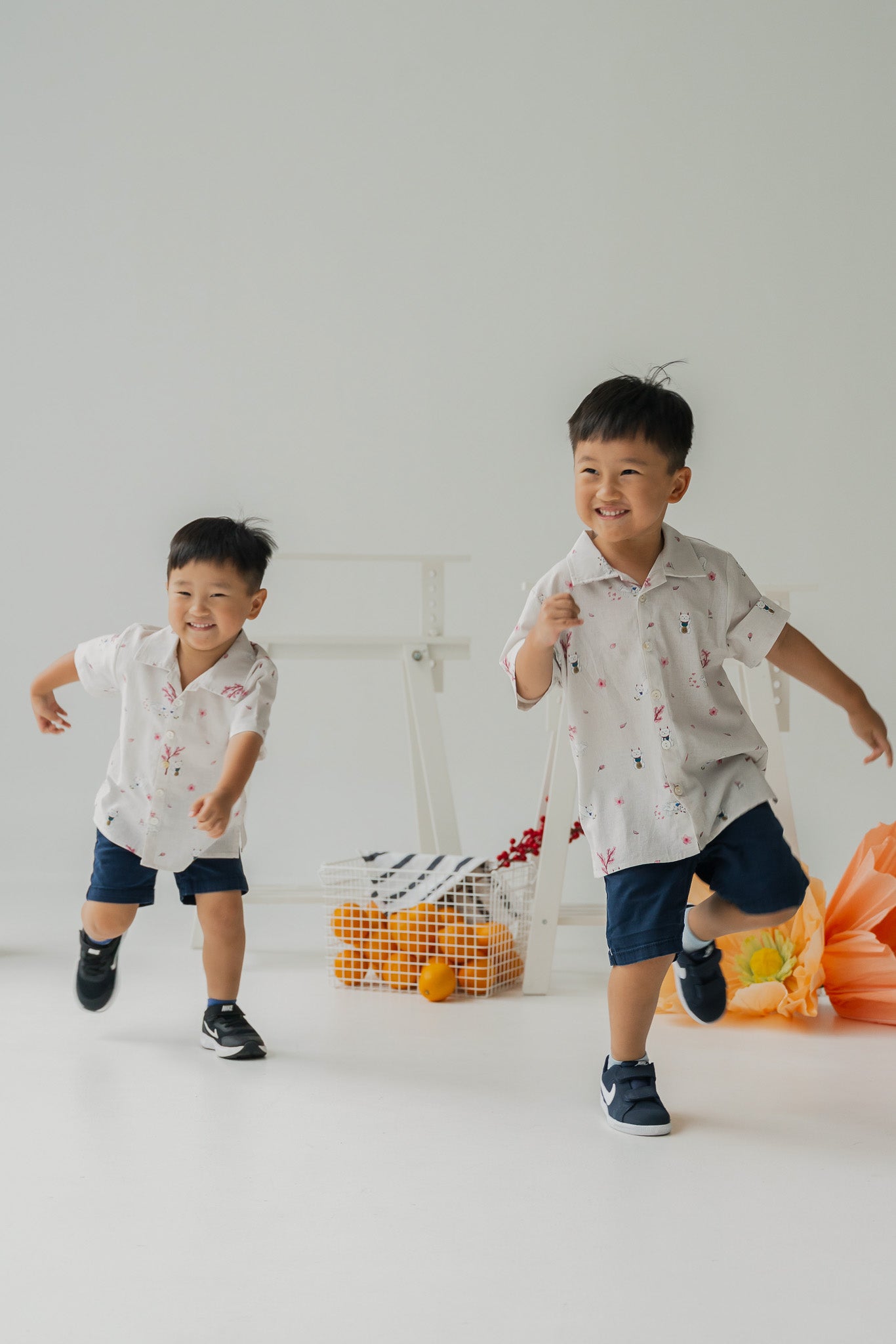 Fortune In Bloom Kid's Linen Shirt in Kinako