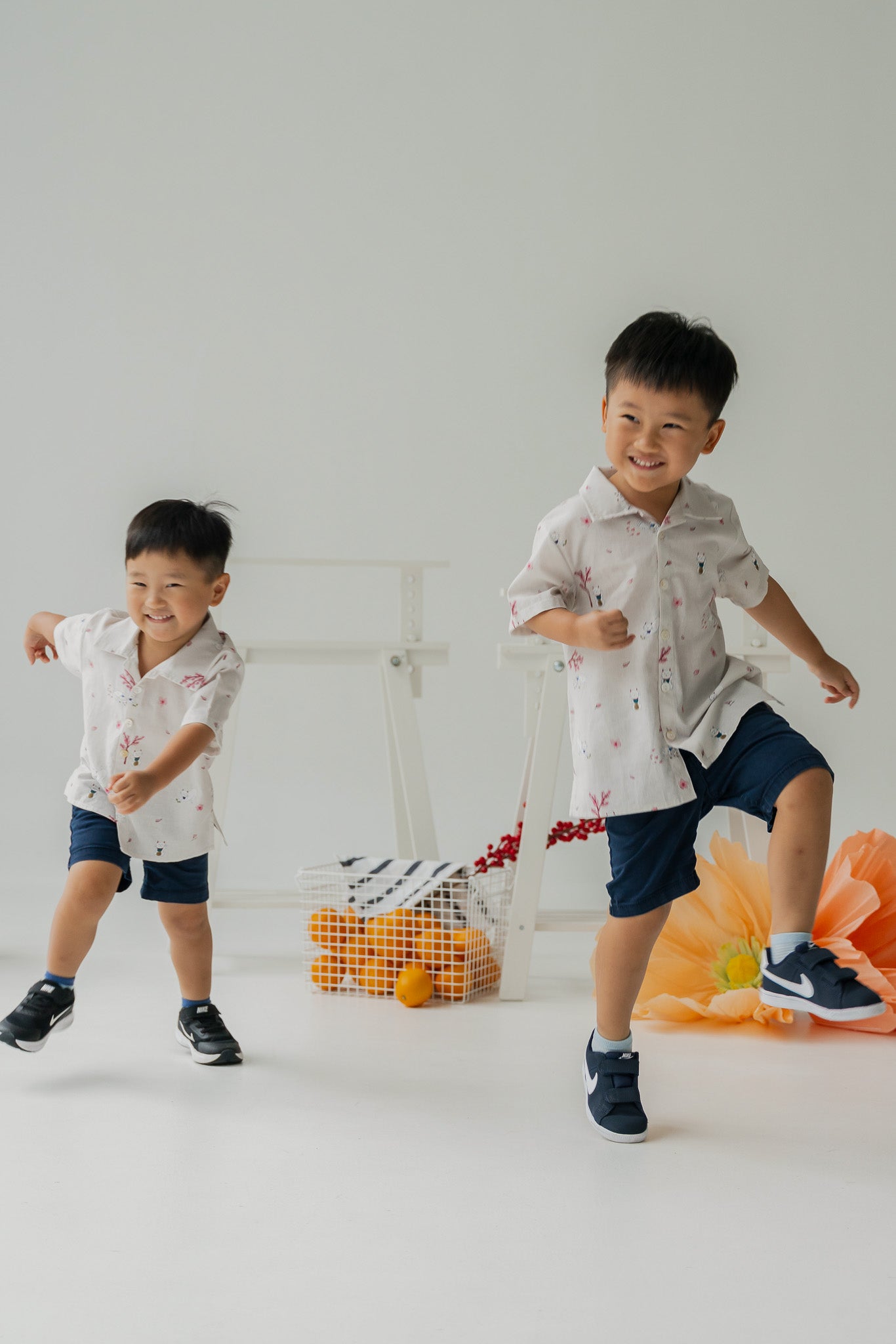 Fortune In Bloom Kid's Linen Shirt in Kinako