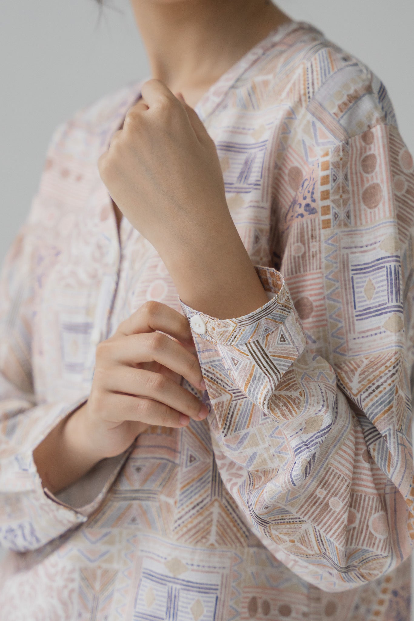 Ayra Printed Long Sleeve Loosefit Shirt in Pink