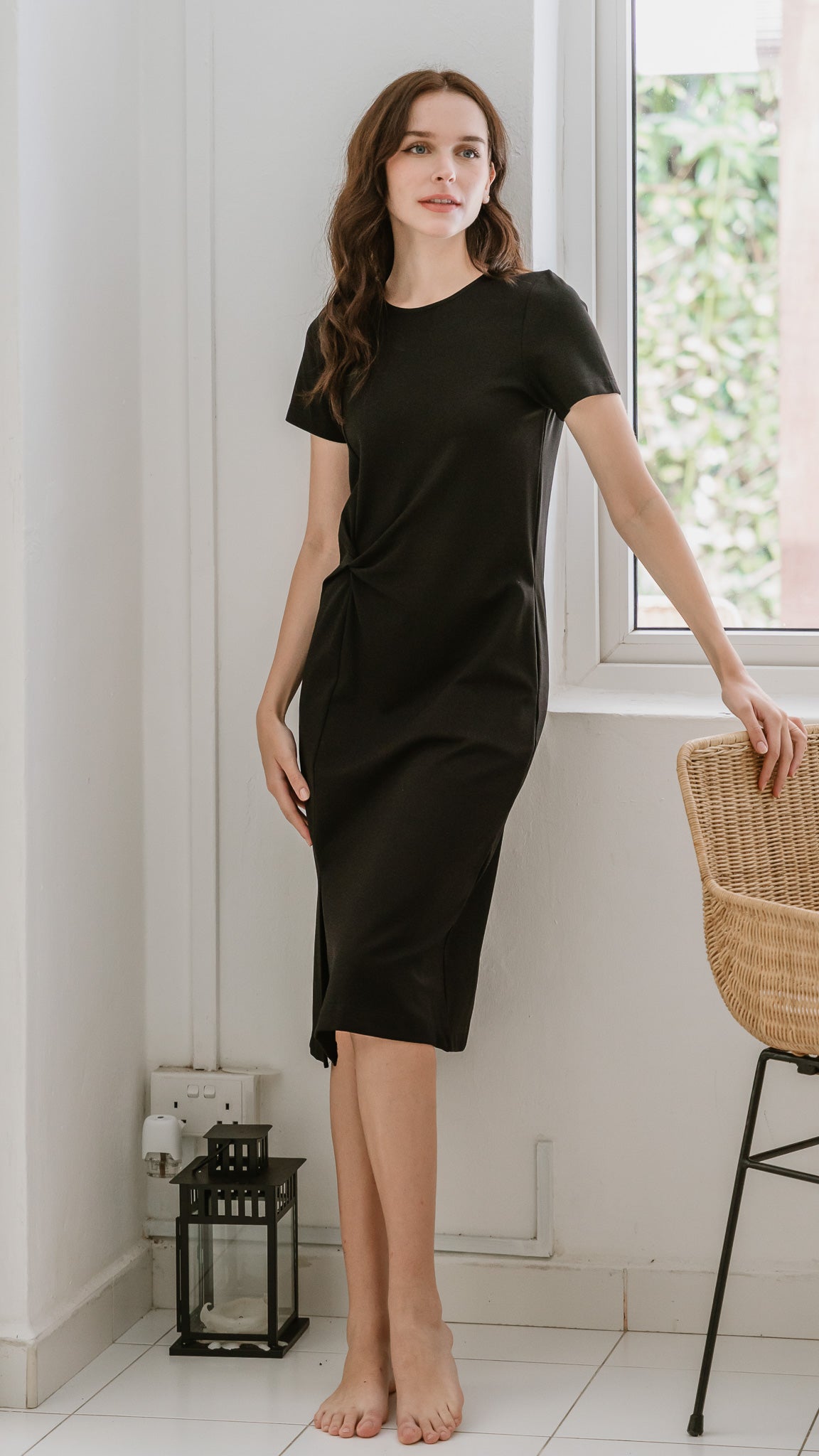 Elevated Essentials Knot Jersey Dress in Black [ONLINE ONLY]