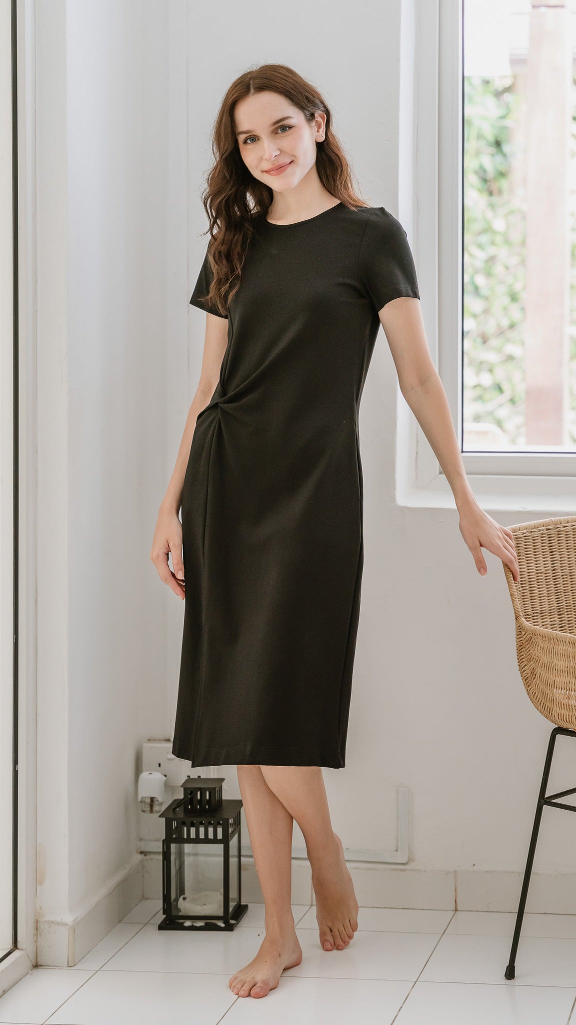 Elevated Essentials Knot Jersey Dress in Black [ONLINE ONLY]