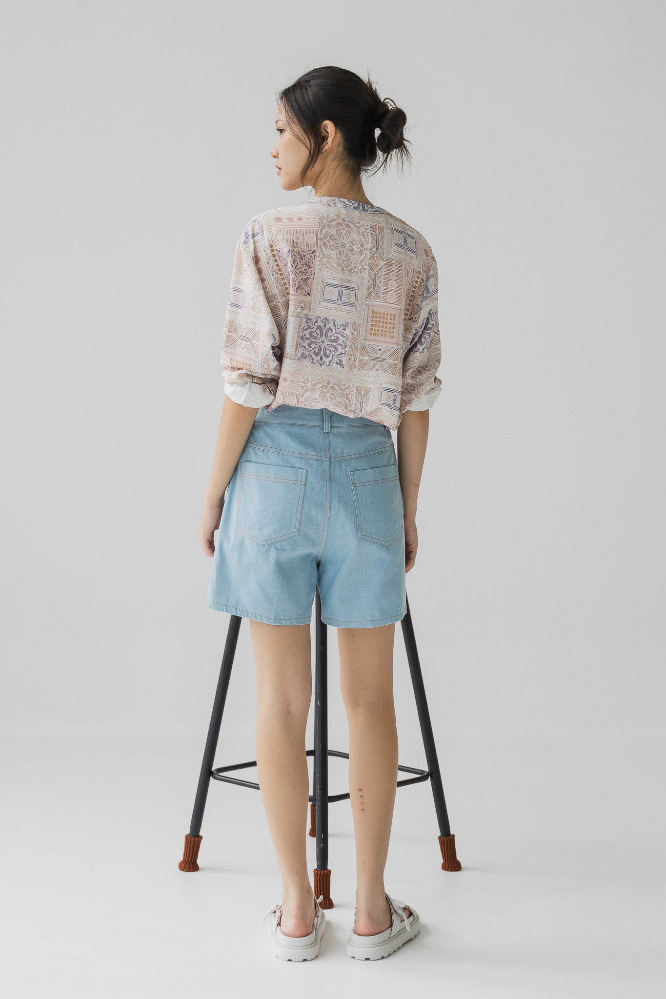 Ayra Printed Long Sleeve Loosefit Shirt in Pink