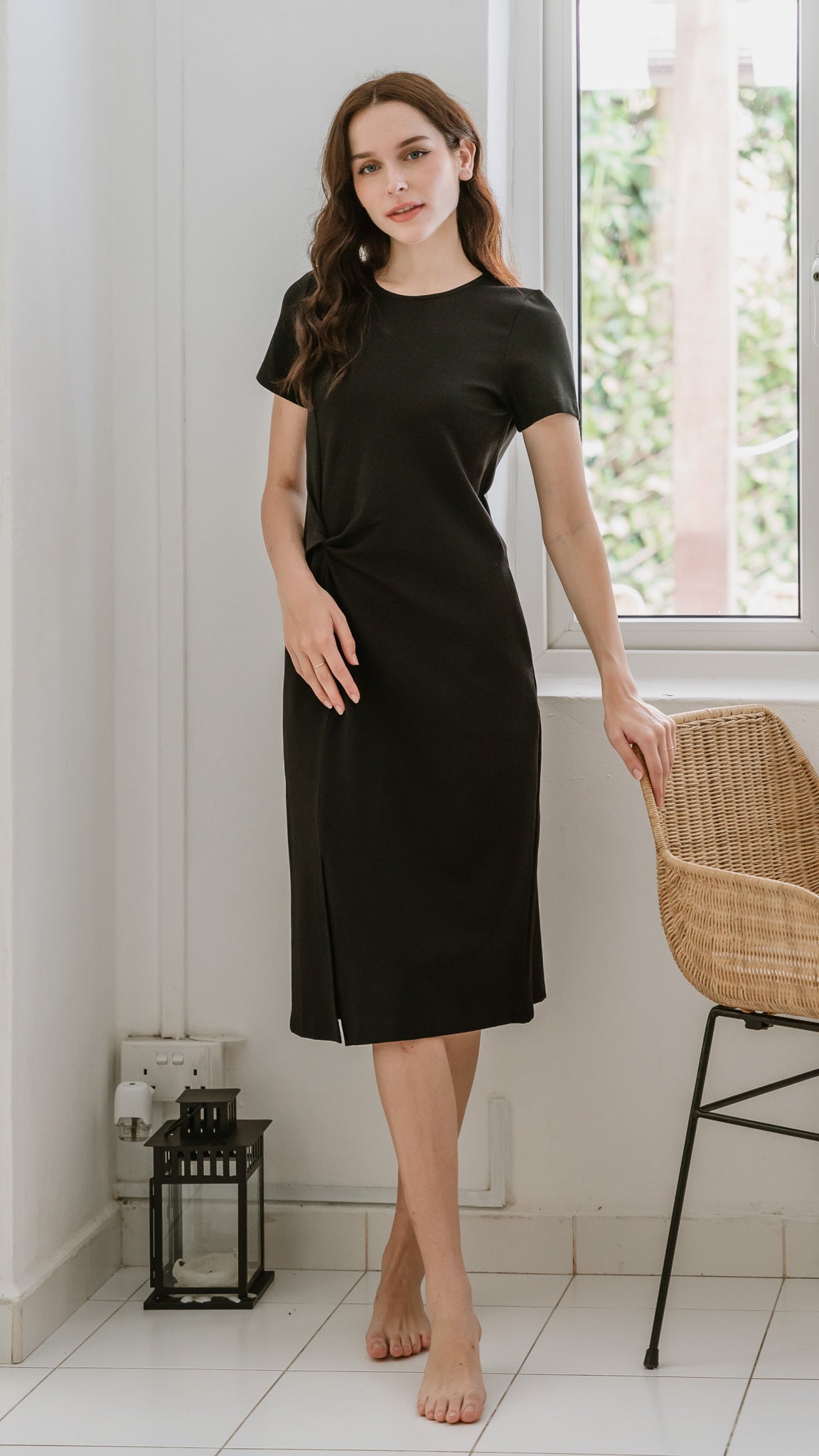 Elevated Essentials Knot Jersey Dress in Black [ONLINE ONLY]